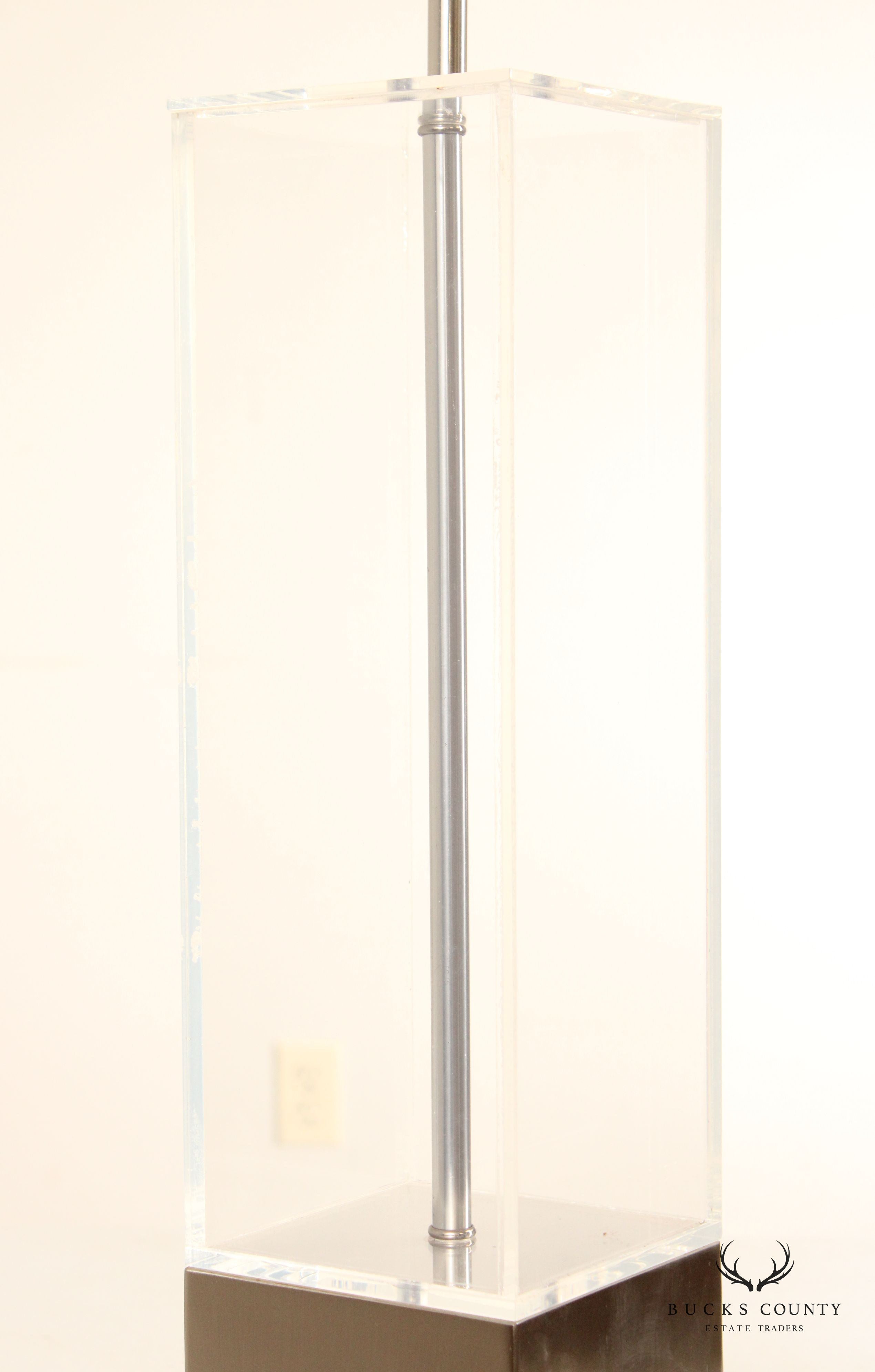 Mid Century Modern Pair Lucite Table Lamps
