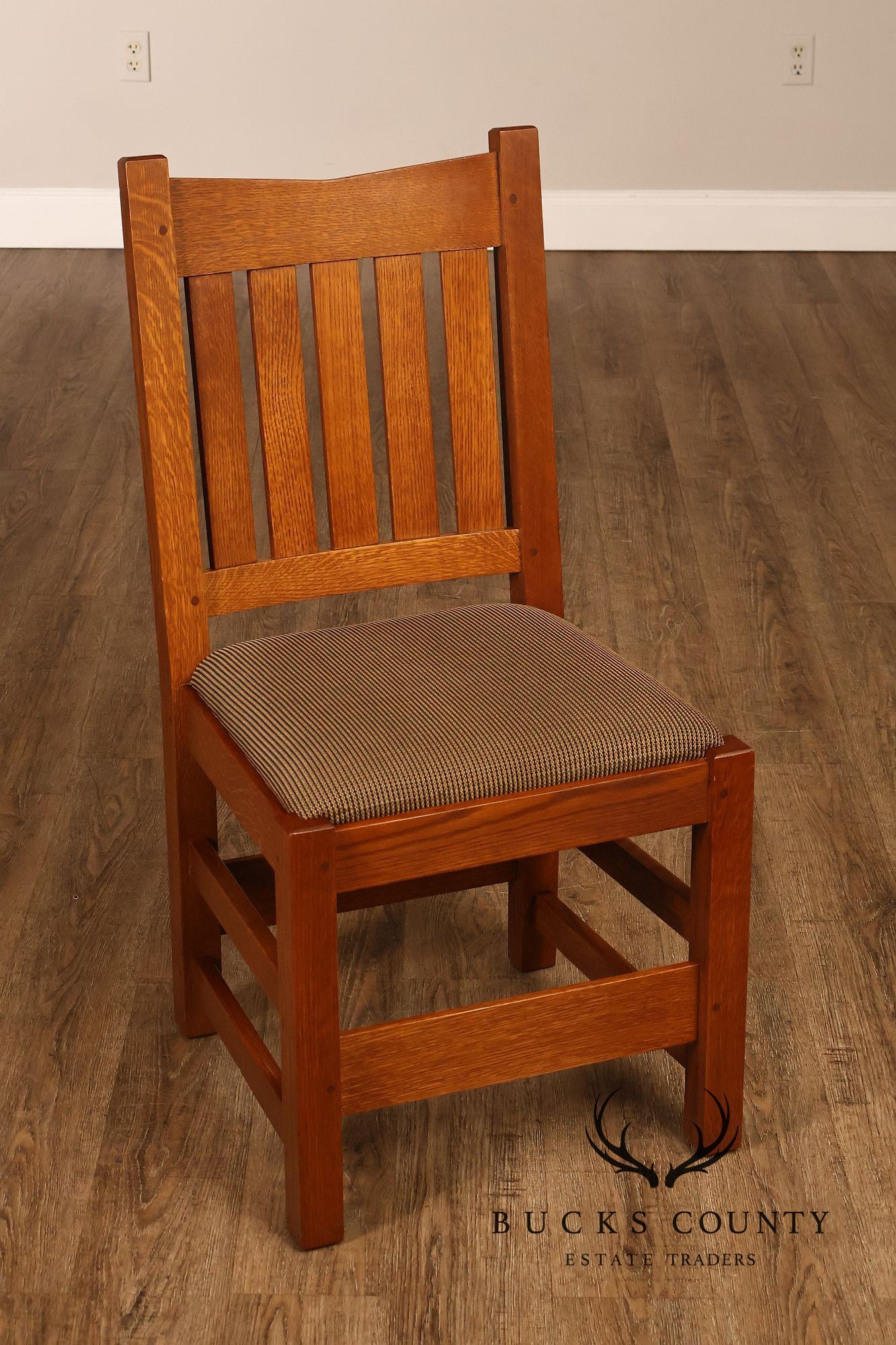 Stickley Mission Collection Set Of Four Oak Dining Side Chairs