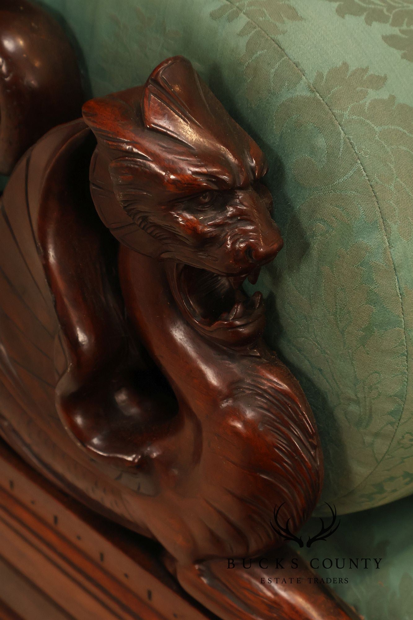 Antique American Renaissance Revival Style Carved Walnut Recamier Chaise Lounge