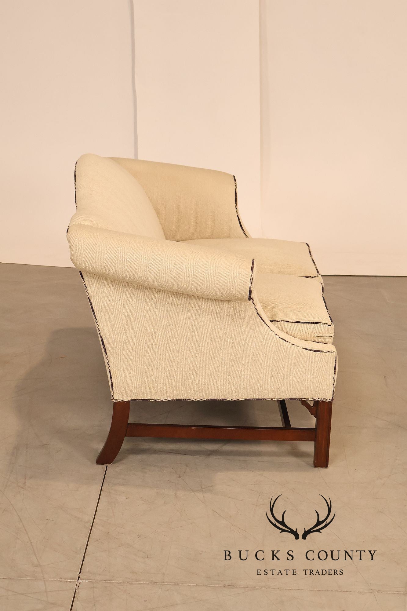 Ethan Allen Vintage Chippendale Style Upholstered Loveseat