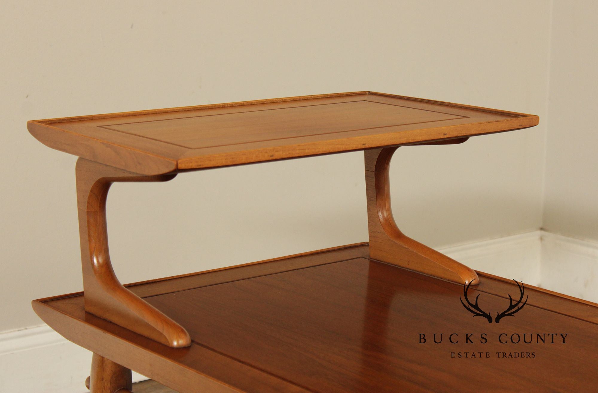 Lane Copenhagen Mid-Century Modern Two-Tier Walnut End Table