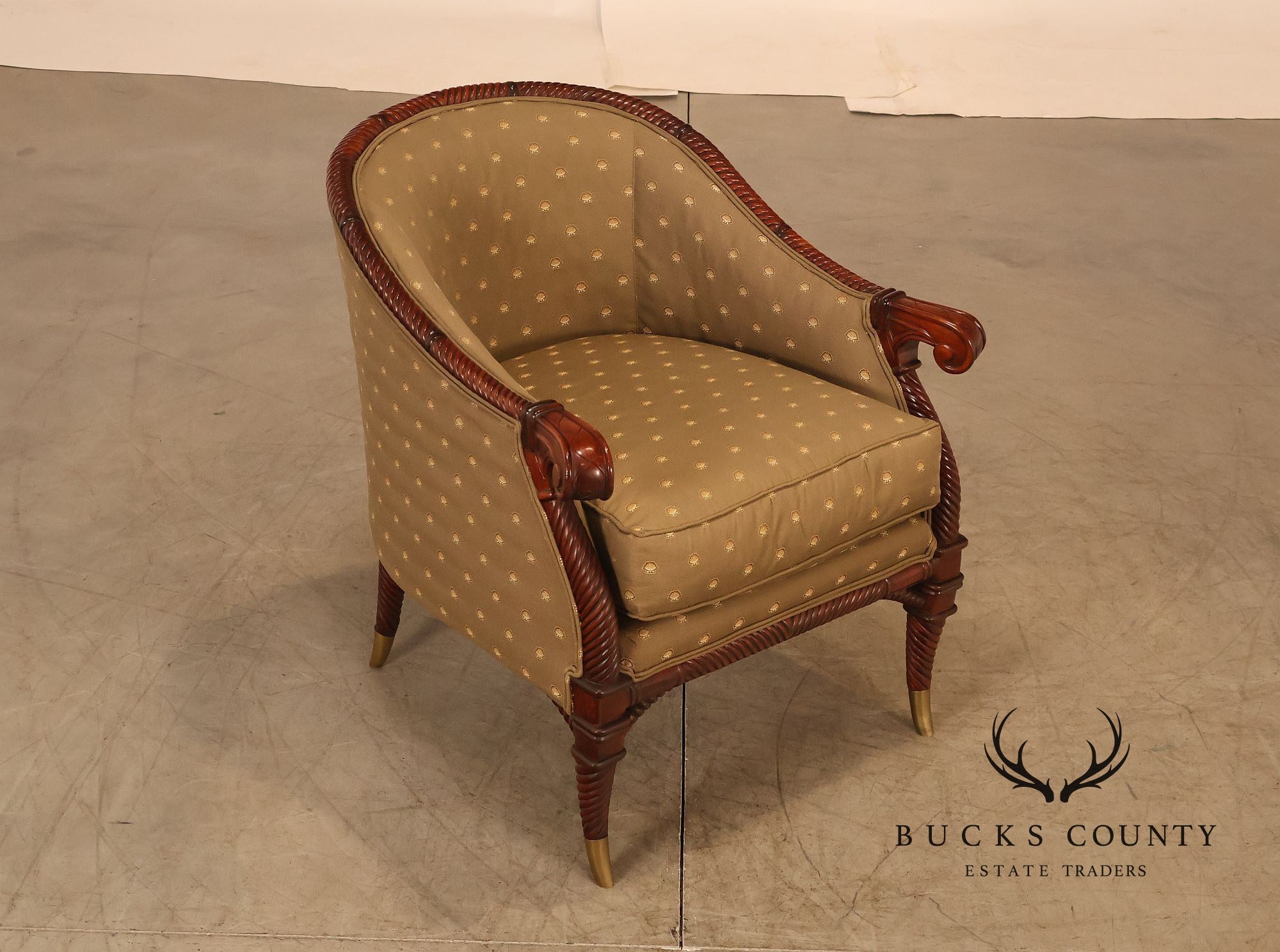 Highland House For Harrods Pair Of Mahogany Neoclassical Lounge Chairs