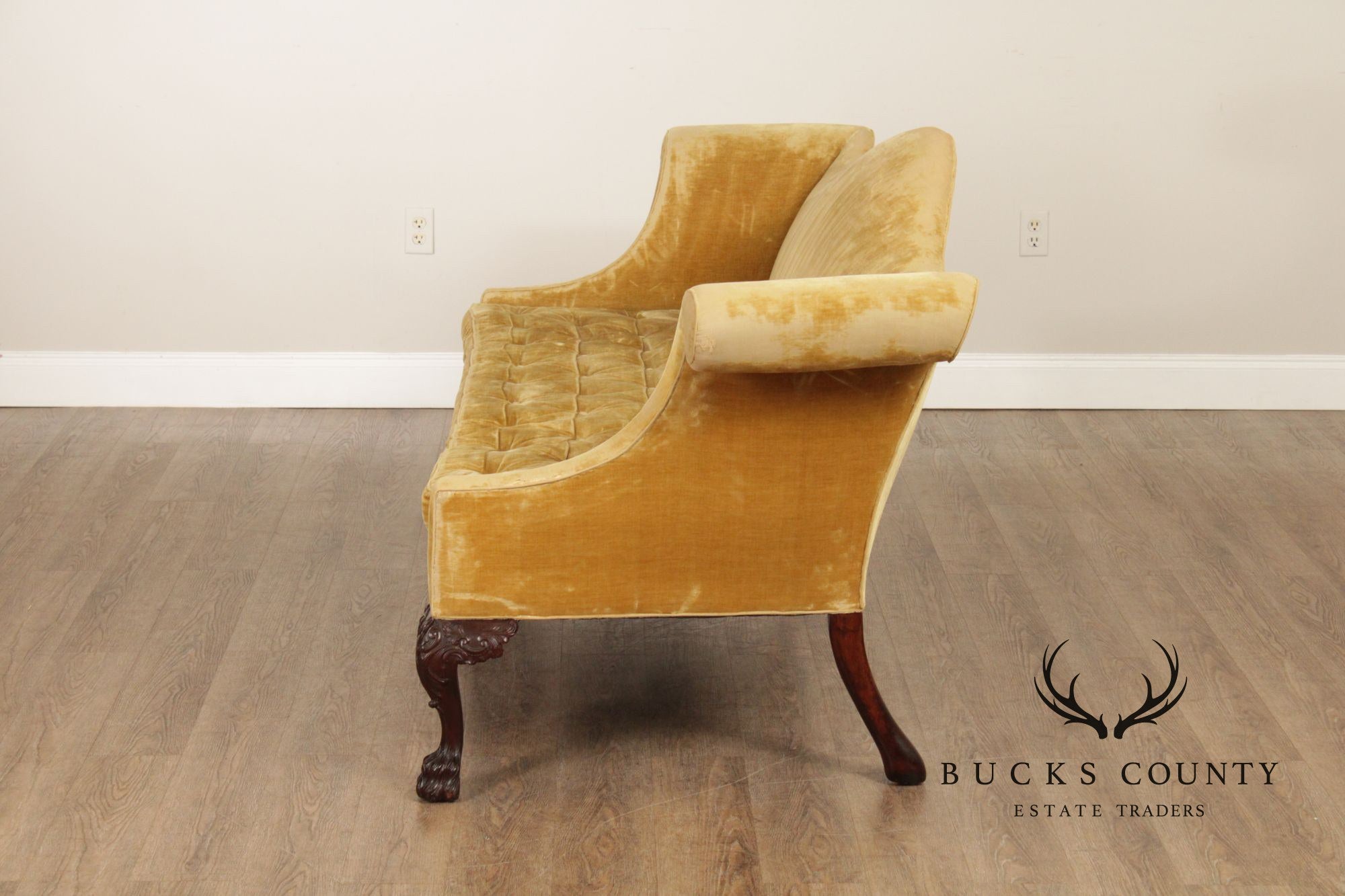 Georgian Style Custom Mahogany Camelback Sofa