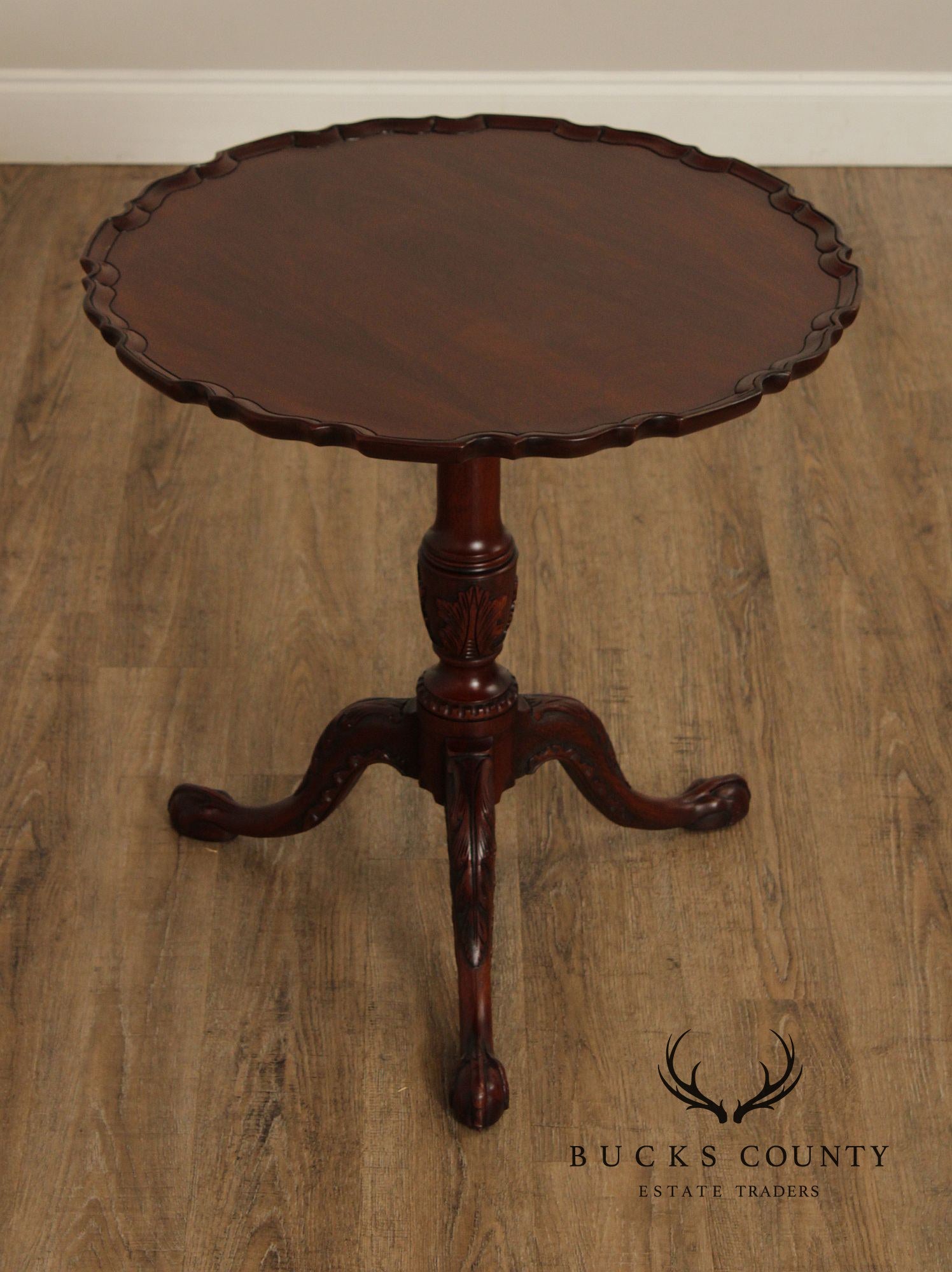 Henkel Harris Carved Mahogany Tilt Top Tea Table