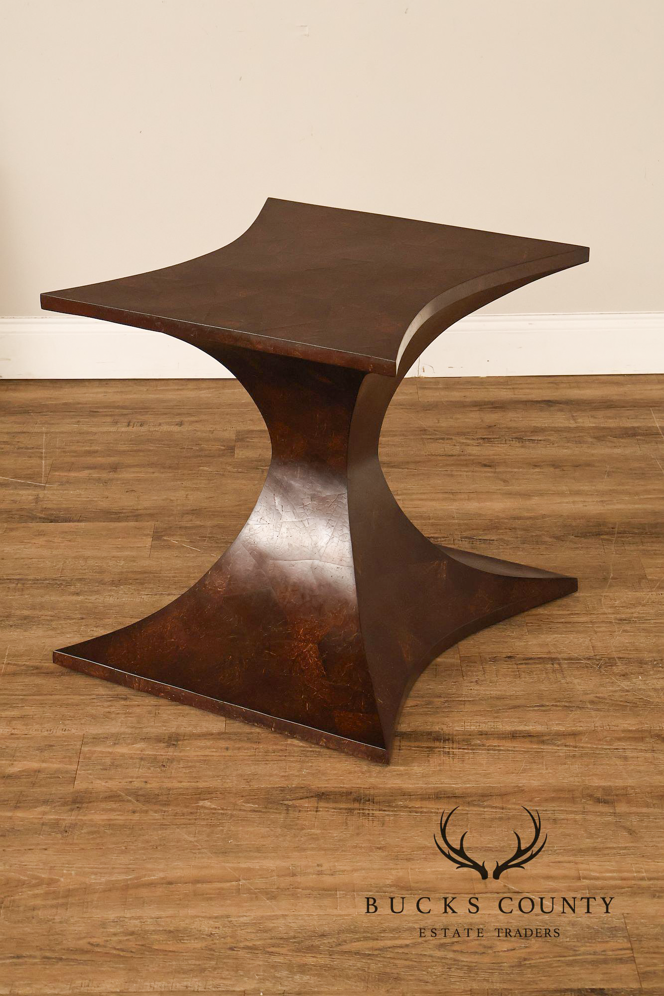 Sculptural Pair Of Coconut Shell Veneer Side Tables