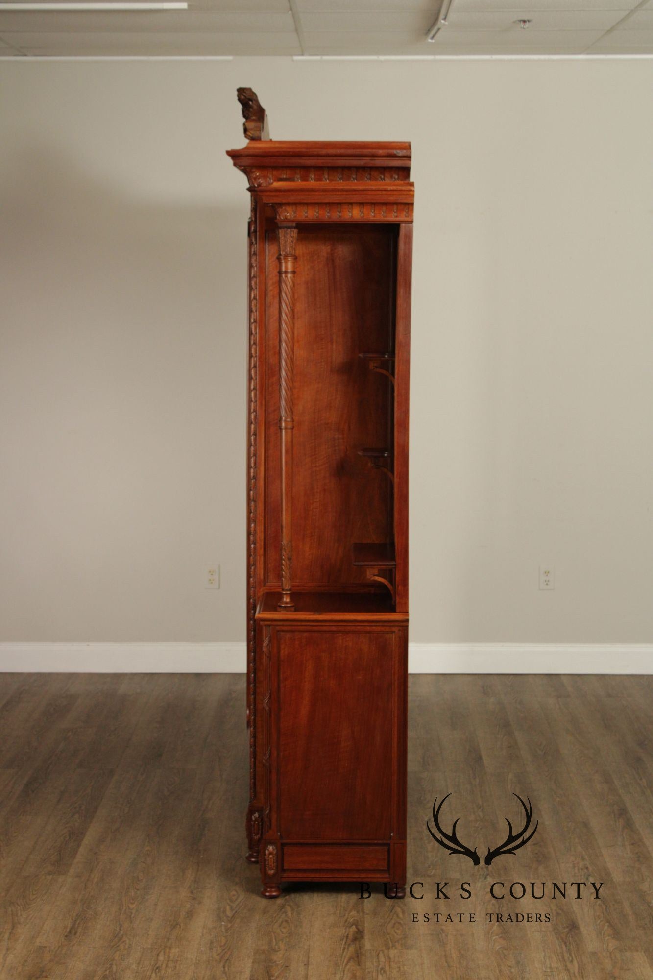 Antique French Carved Walnut Display Cabinet