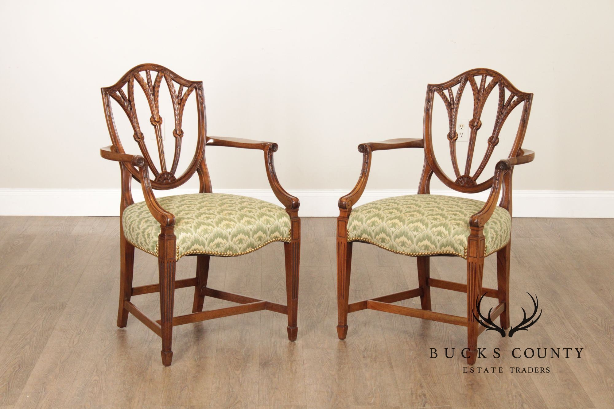 Hepplewhite Style Pair of Mahogany Armchairs