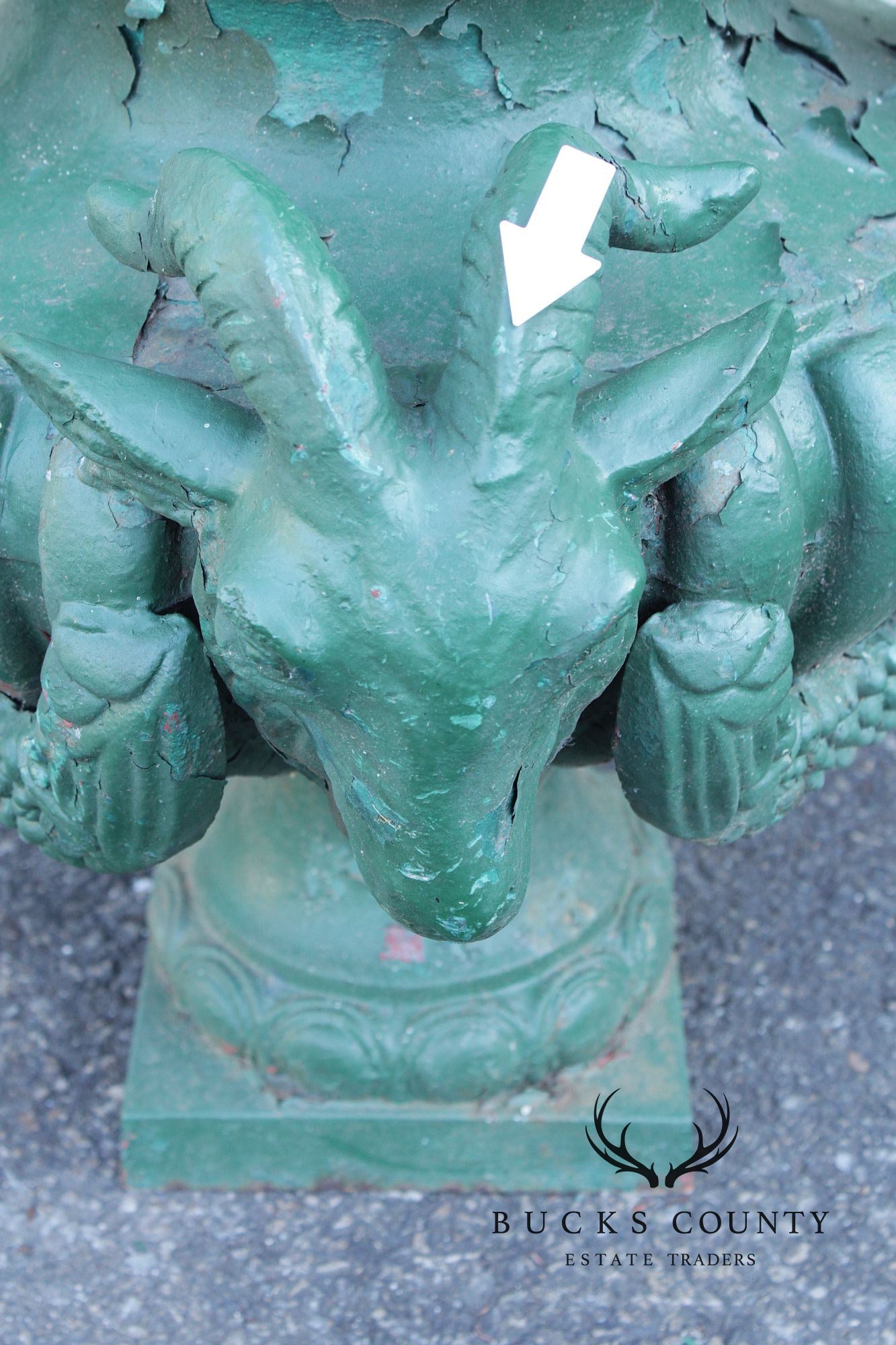 Antique Cast Iron Pair Of Cherub Garden Urn Planters