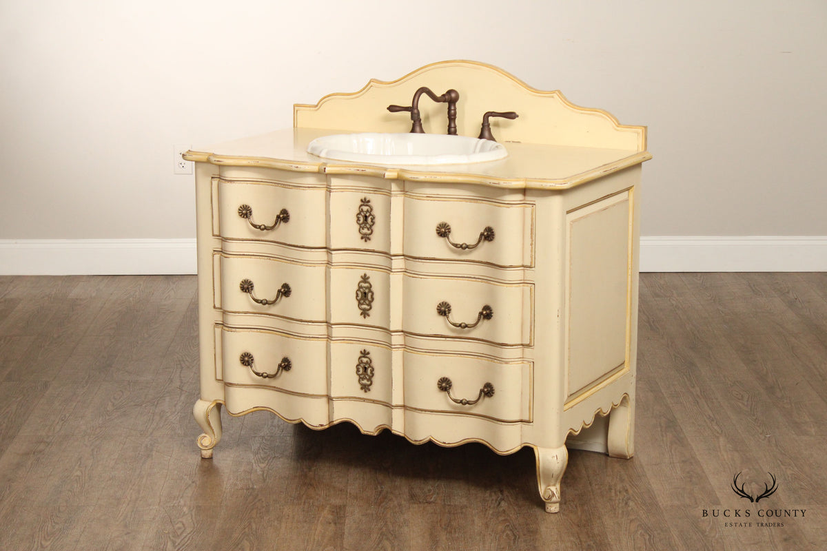 French Country Style Painted Single Sink Vanity Dresser