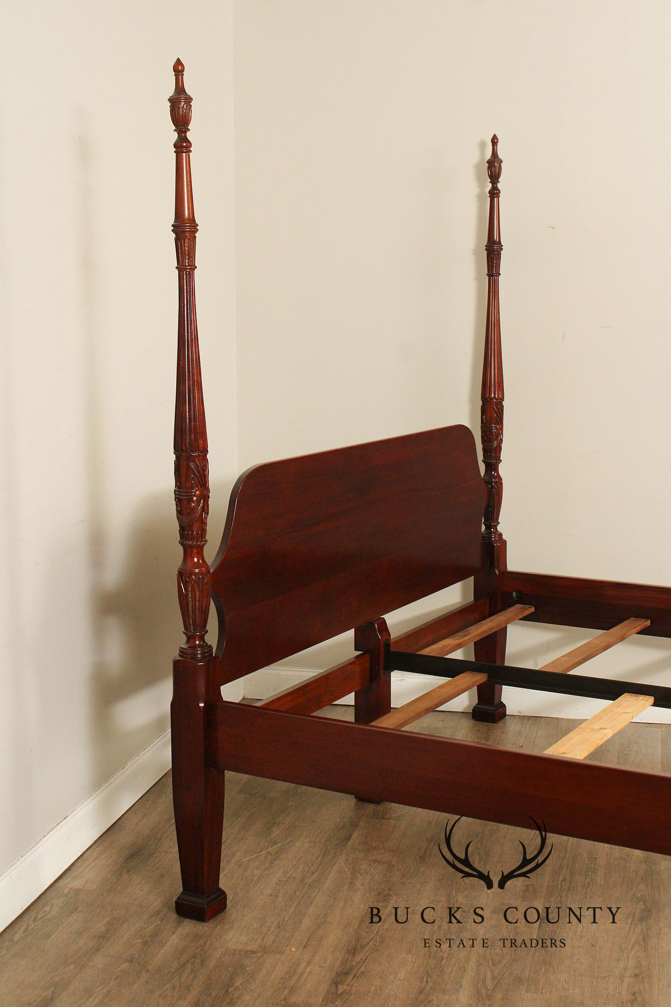 Link Taylor Mahogany King Rice Carved Poster Bed