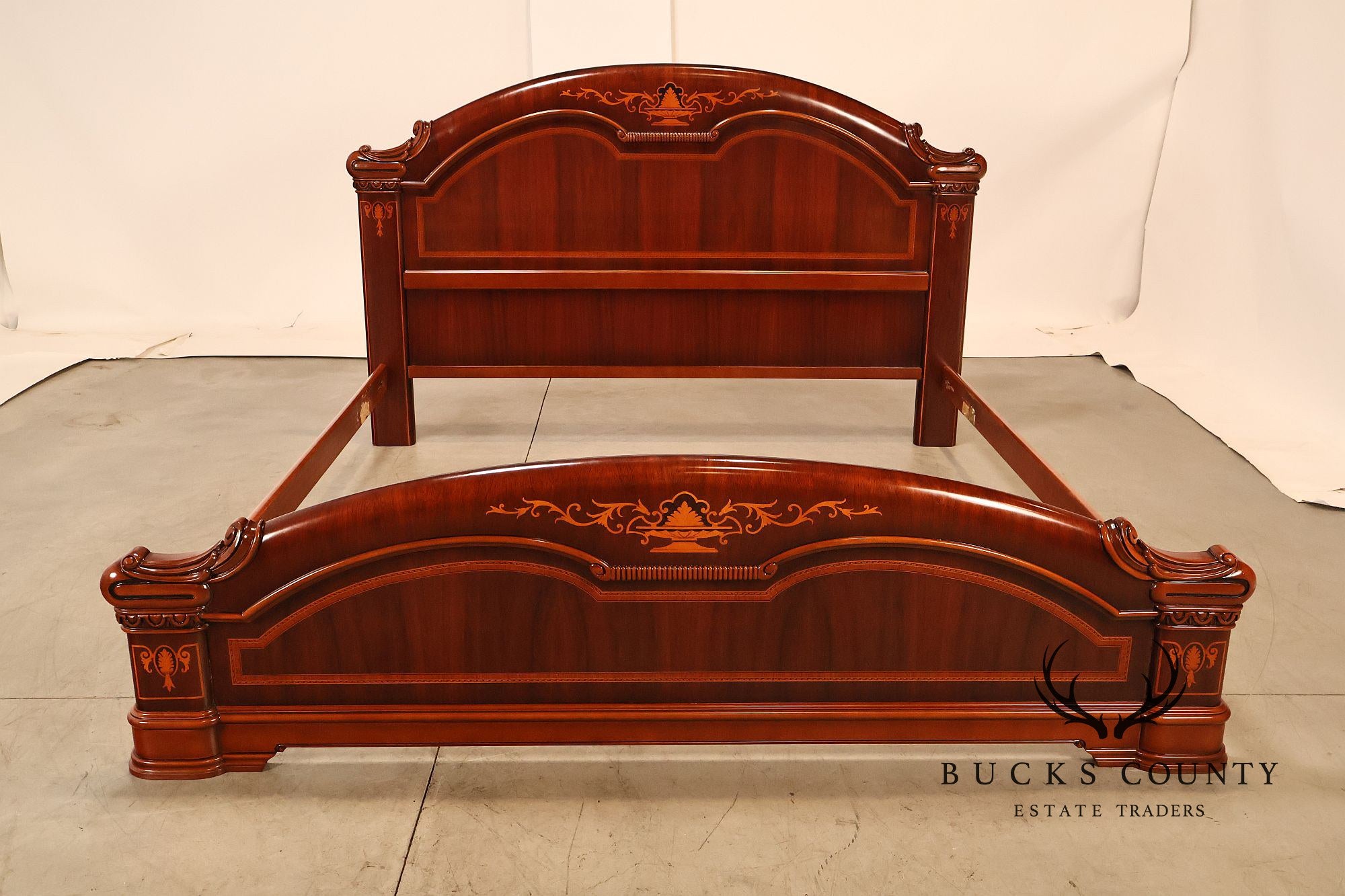 Italian Neoclassical Style King Size Mahogany Inlaid Bed