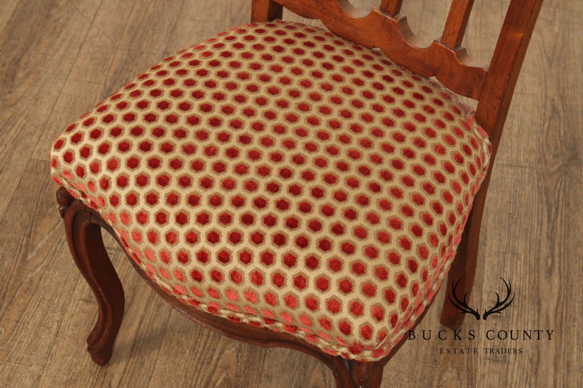 French Louis XV Style Pair of Carved Walnut Side Chairs