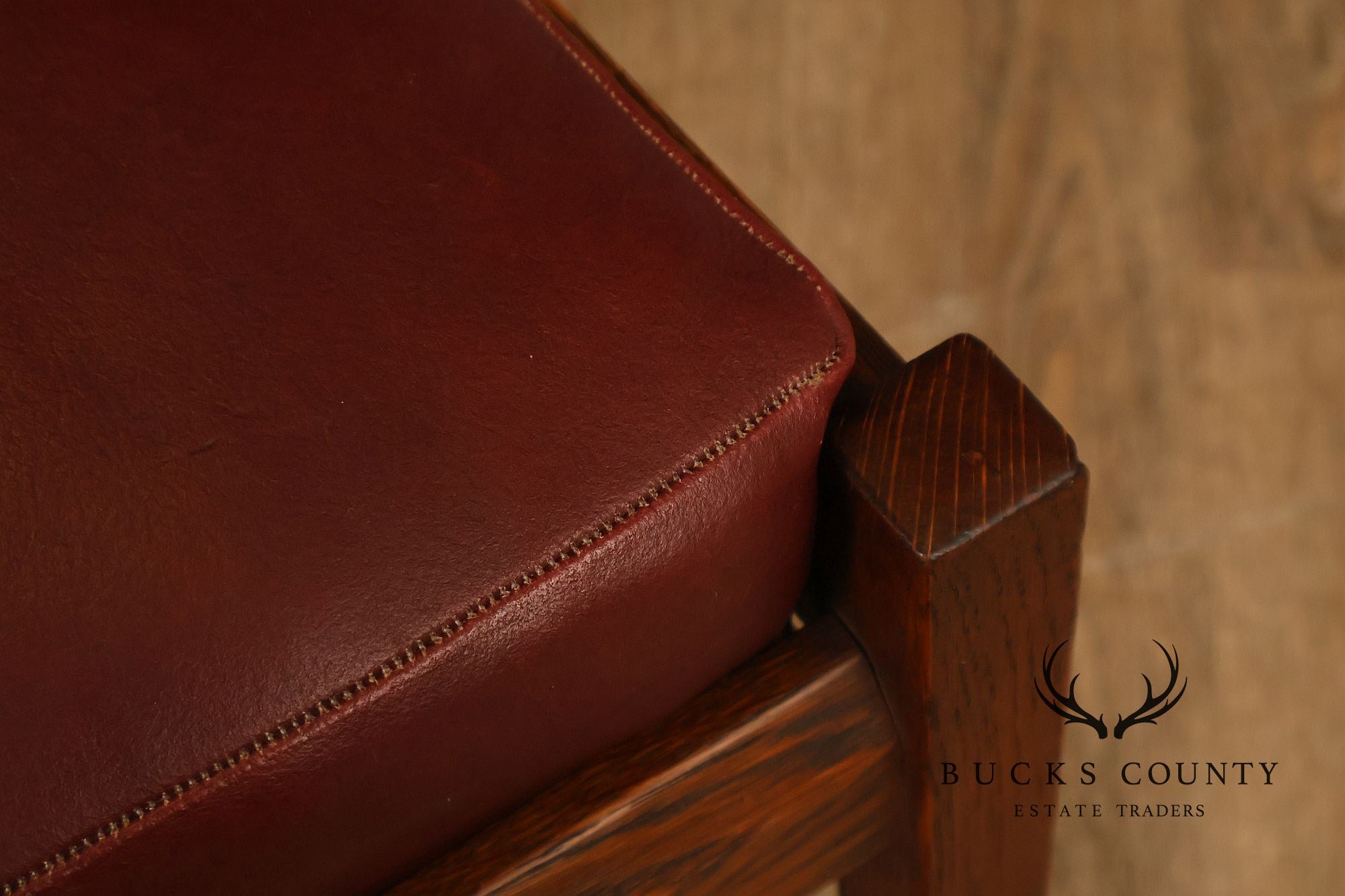 Antique L. & J. G. Stickley Set Of Four Oak Ladder Back Dining Chairs #800