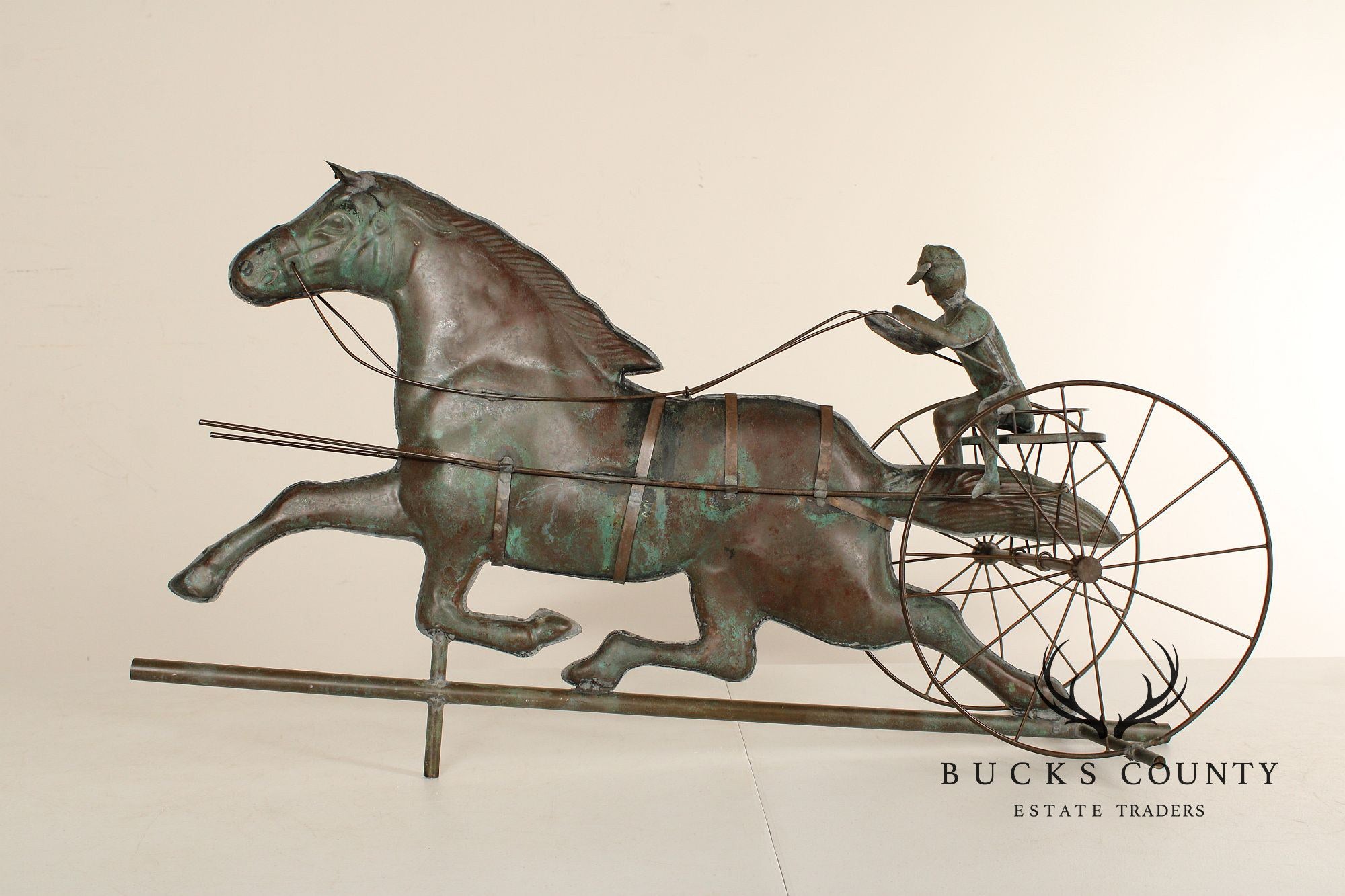 Vintage Jockey and Horse Copper Weathervane