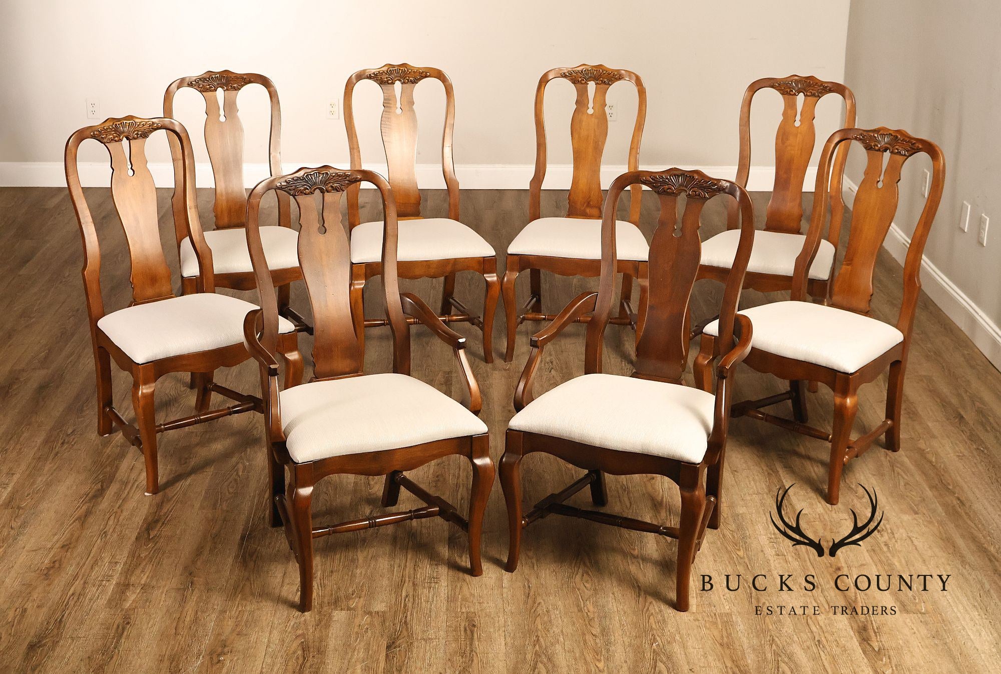Vintage Pennsylvania House Villas Collection Set Of 8 Queen Anne Dining Chairs