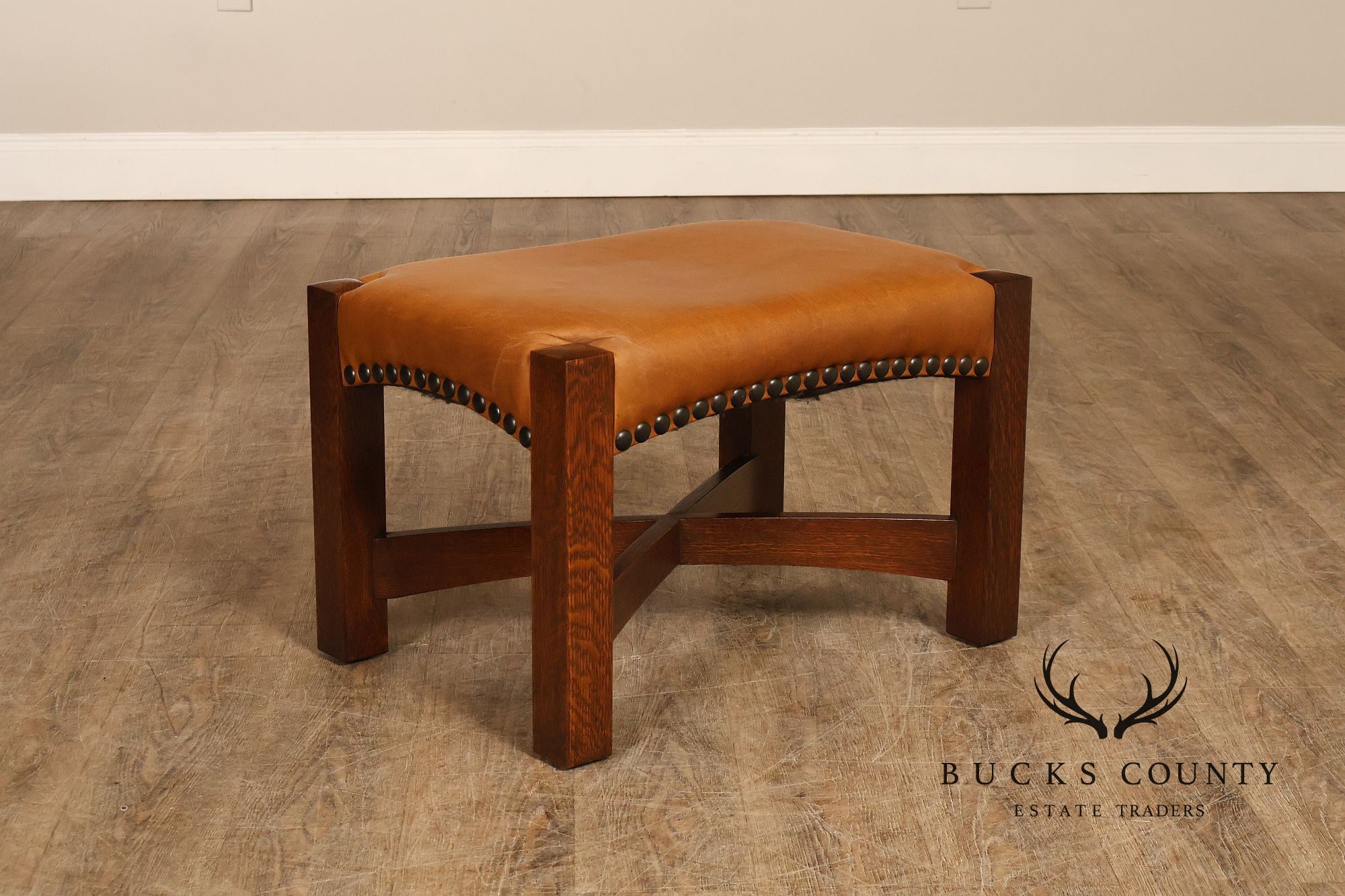 Stickley Mission Collection Oak and Leather Eastwood Footstool