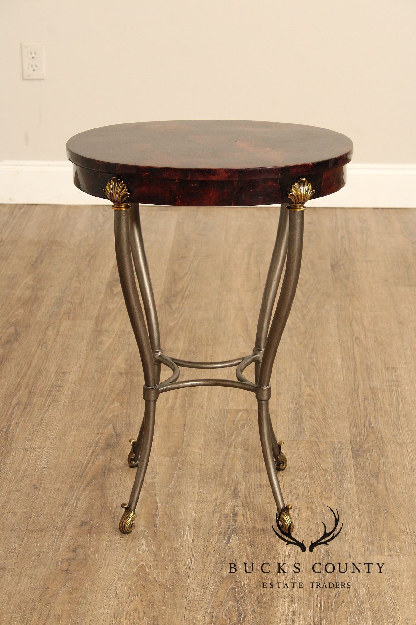 Ethan Allen Hollywood Regency Style Oval Top Side Table