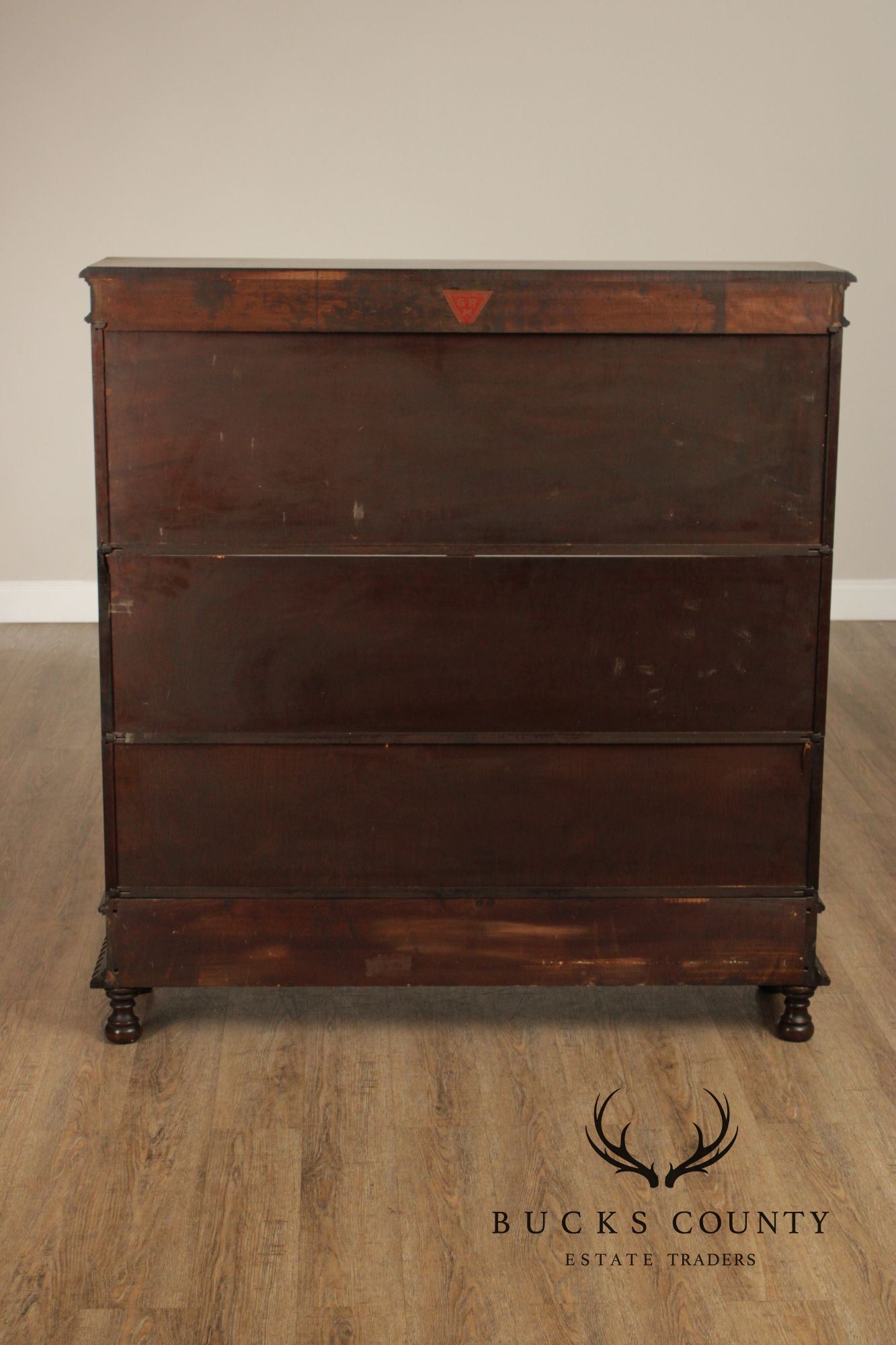 Grand Rapids Antique Mahogany Double Wide Three Stack Barrister Bookcase