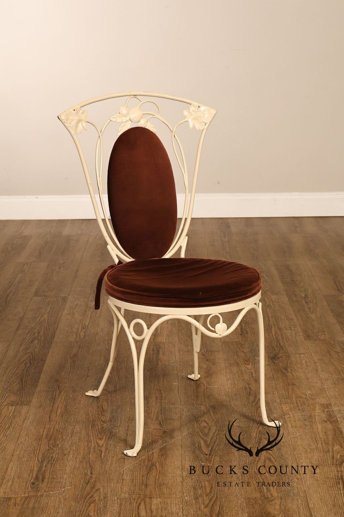 Salterini Mid Century Wrought Iron Fruit And Vine Set Of 6 Dining Chairs