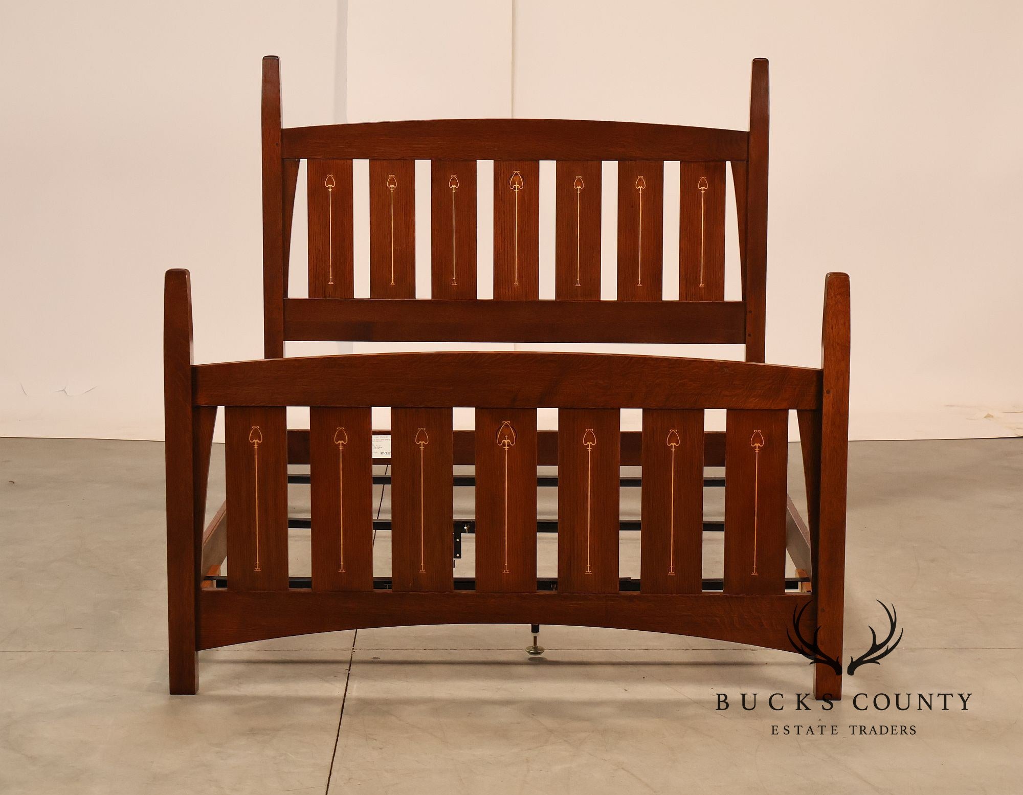 Stickley Harvey Ellis Inlaid Oak Queen Bed