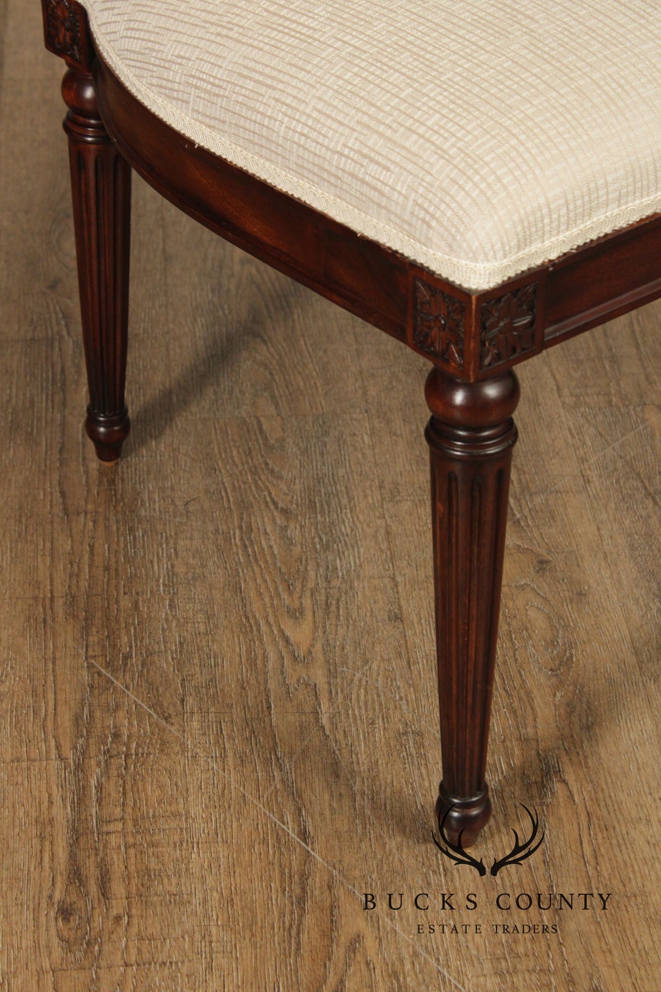 Maitland Smith French Louis XVI Style Set of Eight Mahogany and Upholstered Dining Chairs