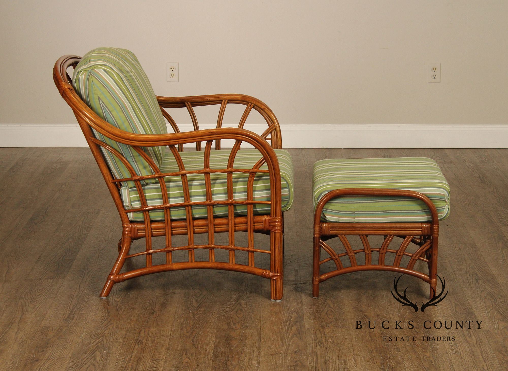 South Sea Rattan 'New Kauai' Lounge Chair with Ottoman