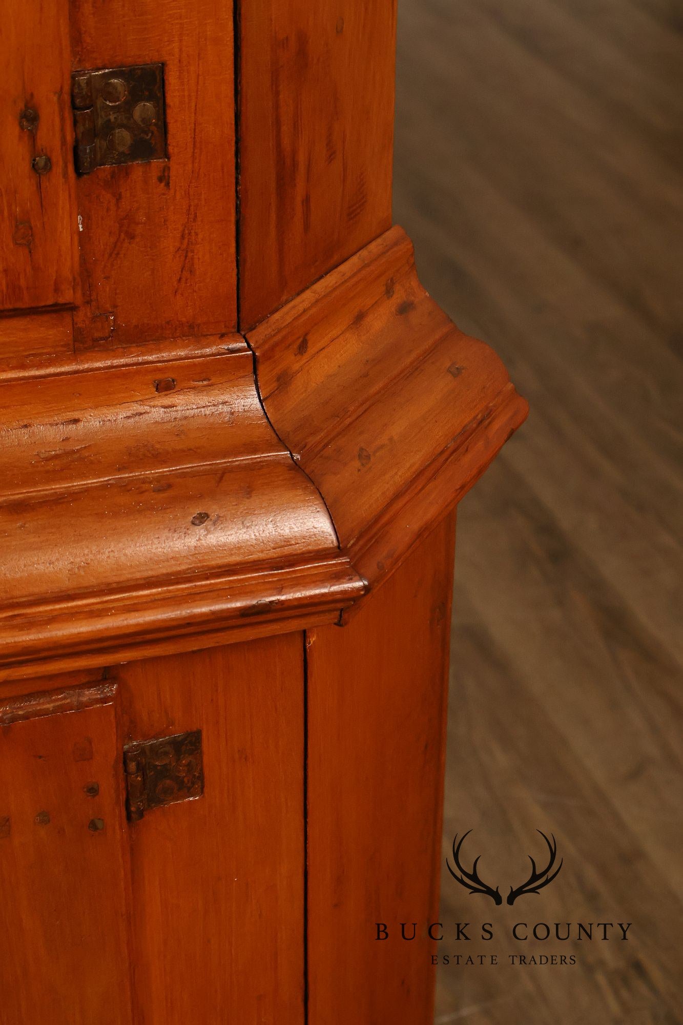 Antique Primitive Pine Single Door Corner Cabinet