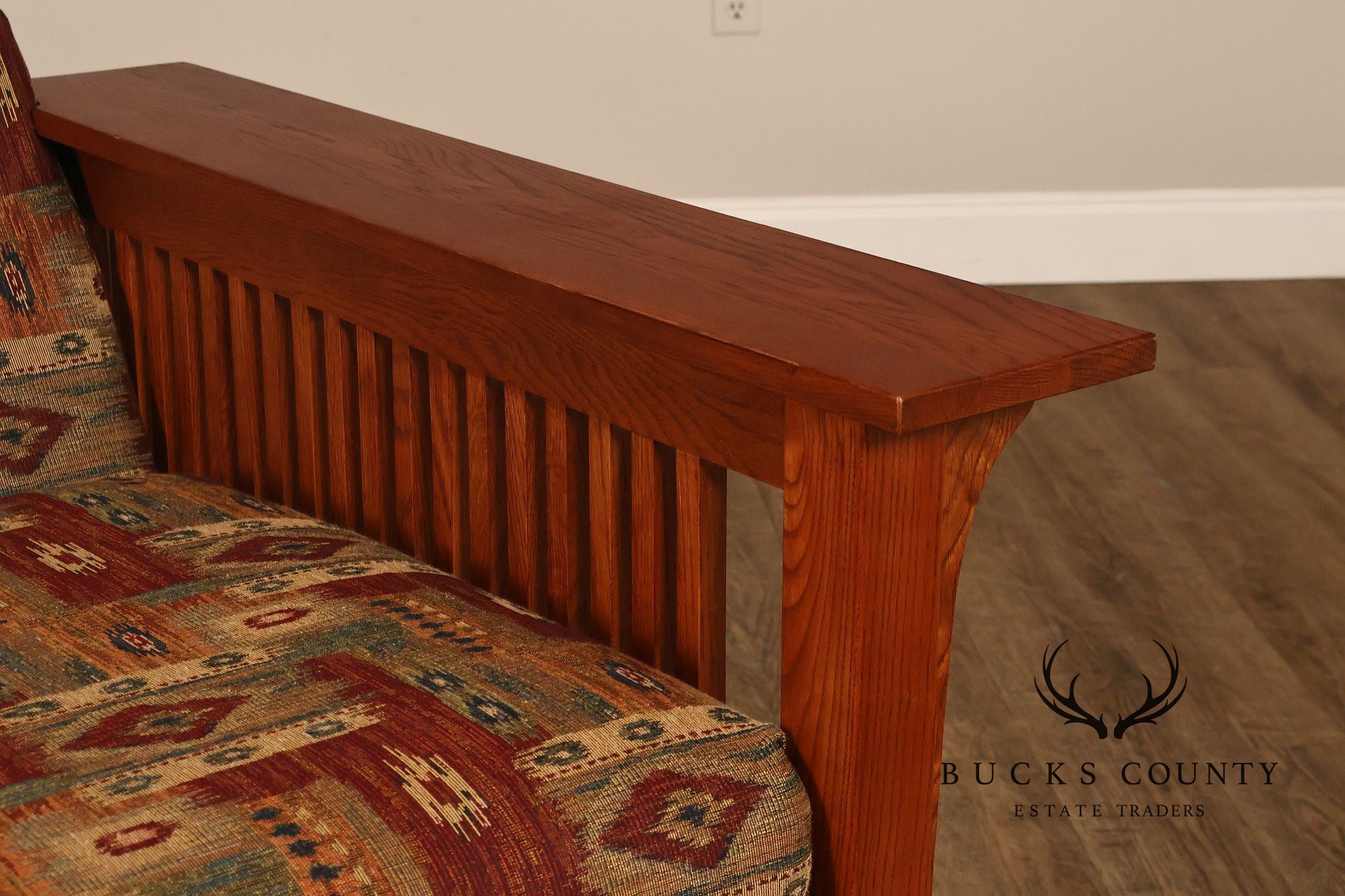 Bassett Furniture Mission Style Oak Spindle Settee
