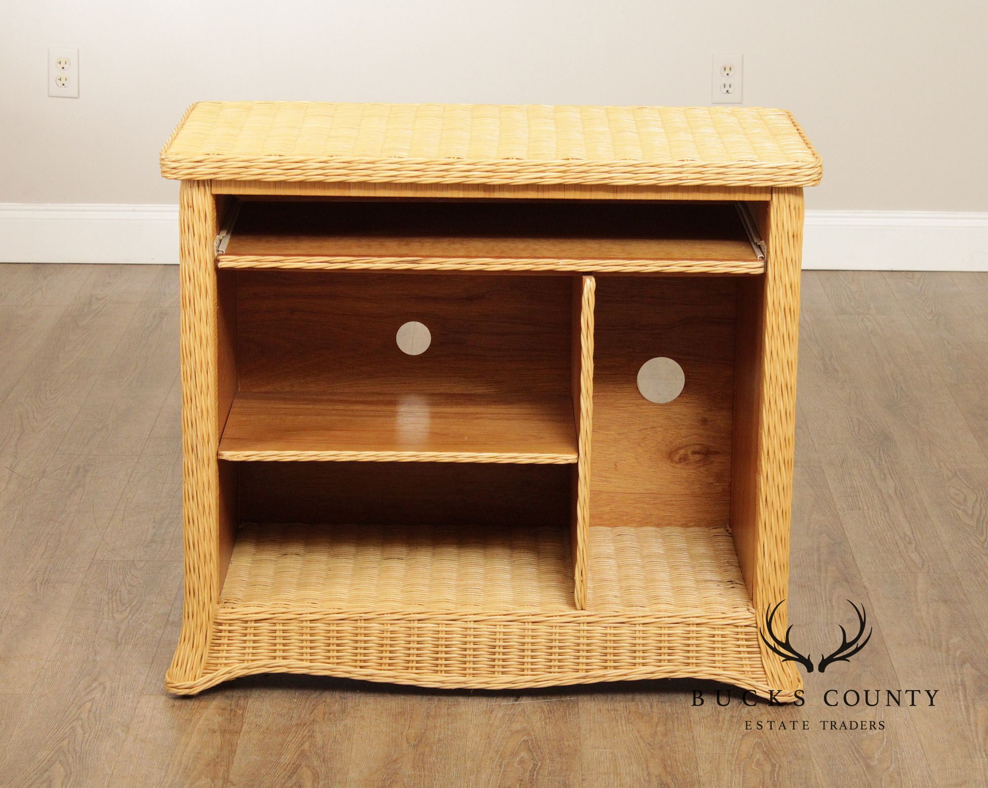 Vintage Wicker Computer Desk Console