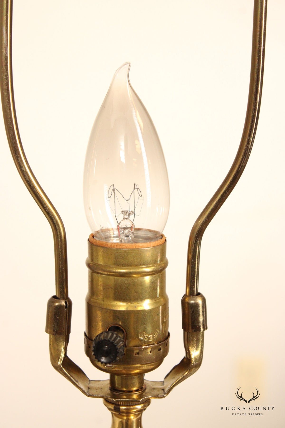 French Style Painted Porcelain and Brass Table Lamp
