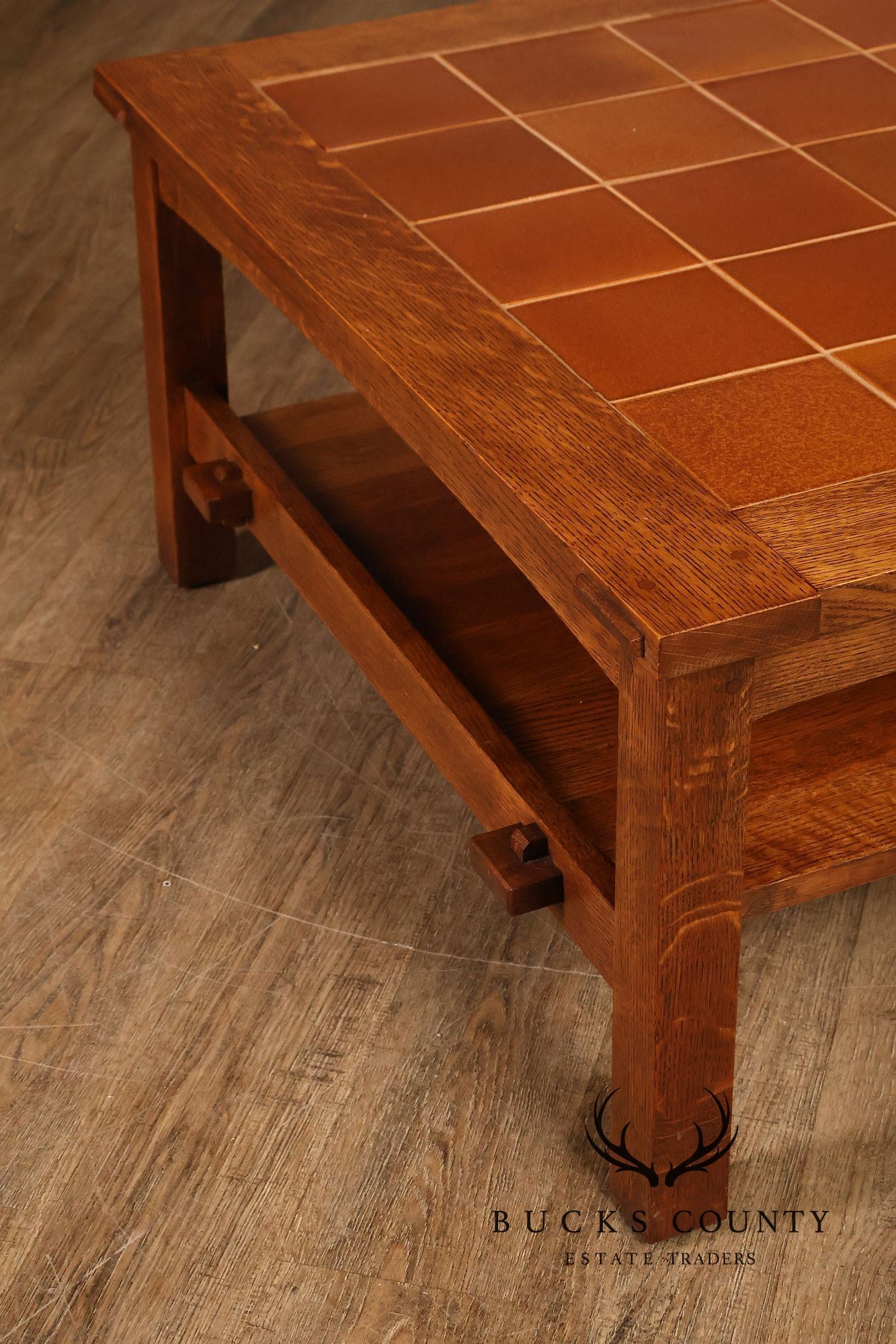 Stickley Mission Collection Oak Tile Top Coffee Table