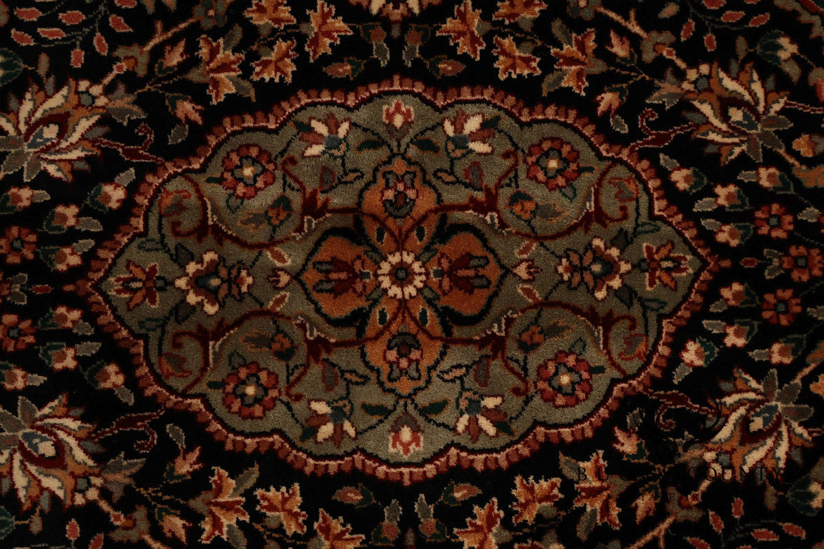 Hand Knotted Persian Style Area Rug With Medallion And Floral Motif