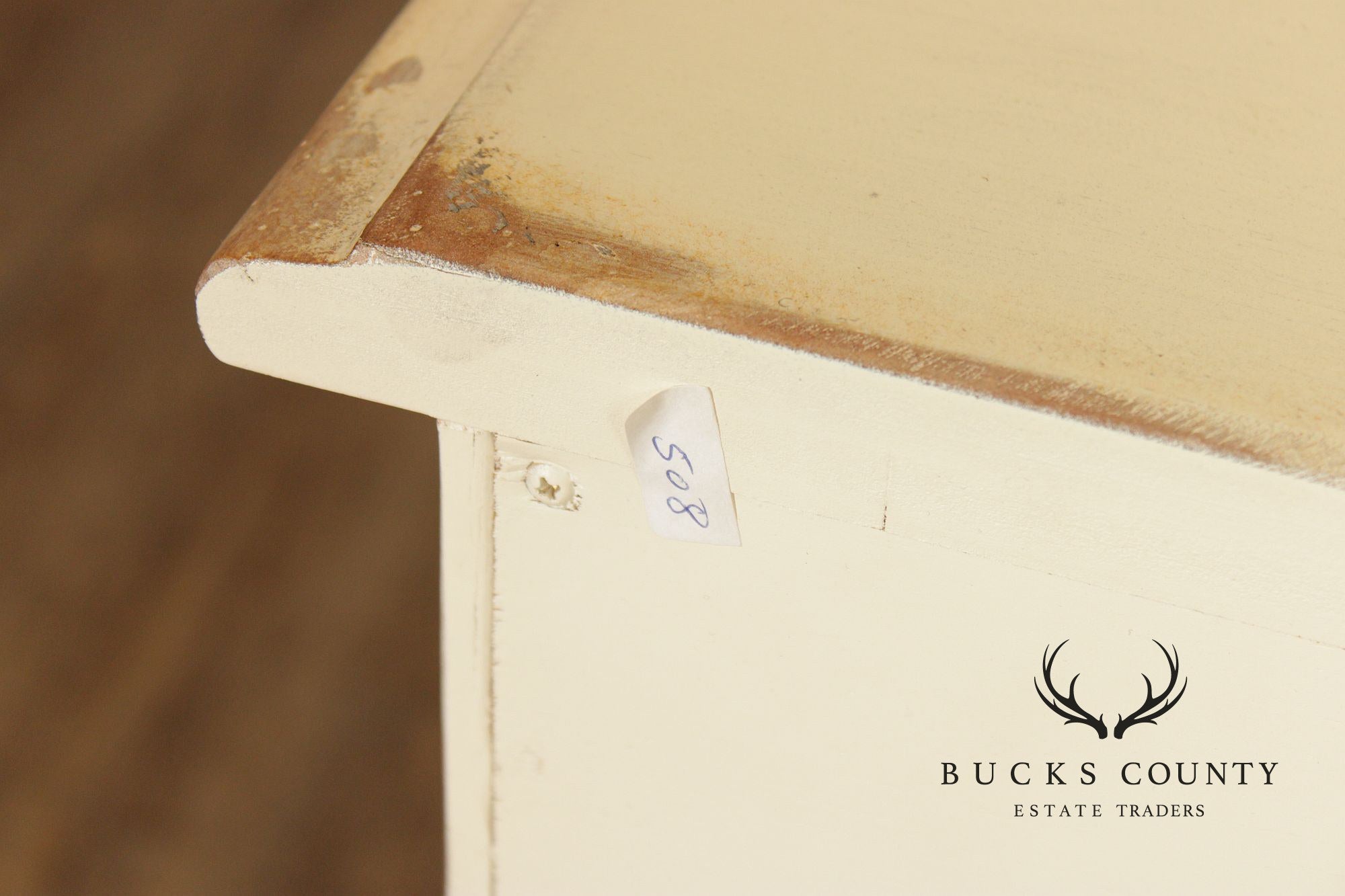 Lane French Provincial Style Pair of Distressed Cream Painted Nightstands