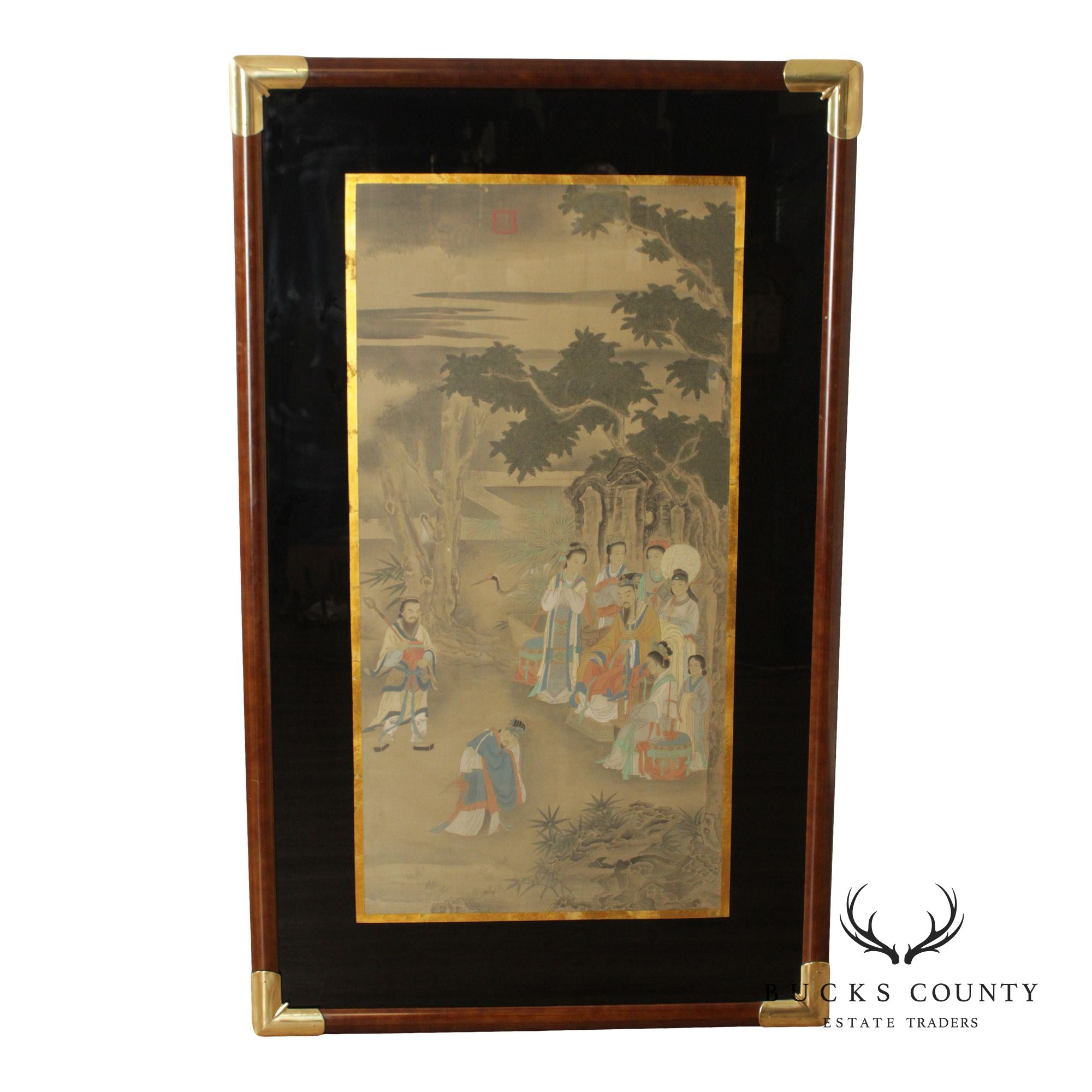 Framed Asian Figural Print After “Refusing The Seat”