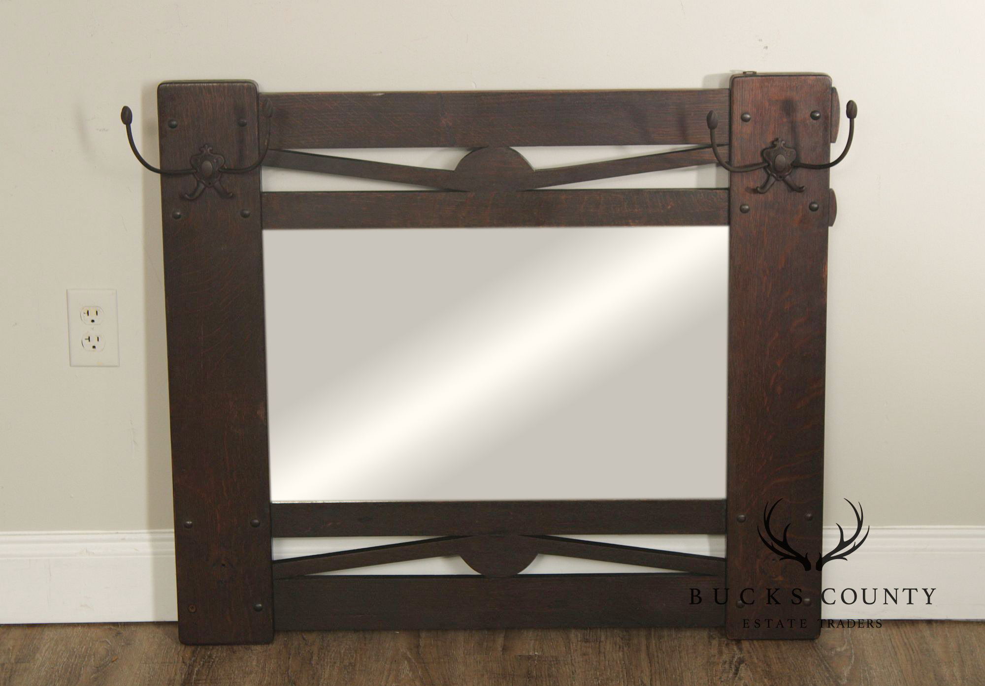 Arts and Crafts Oak Wall Mirror