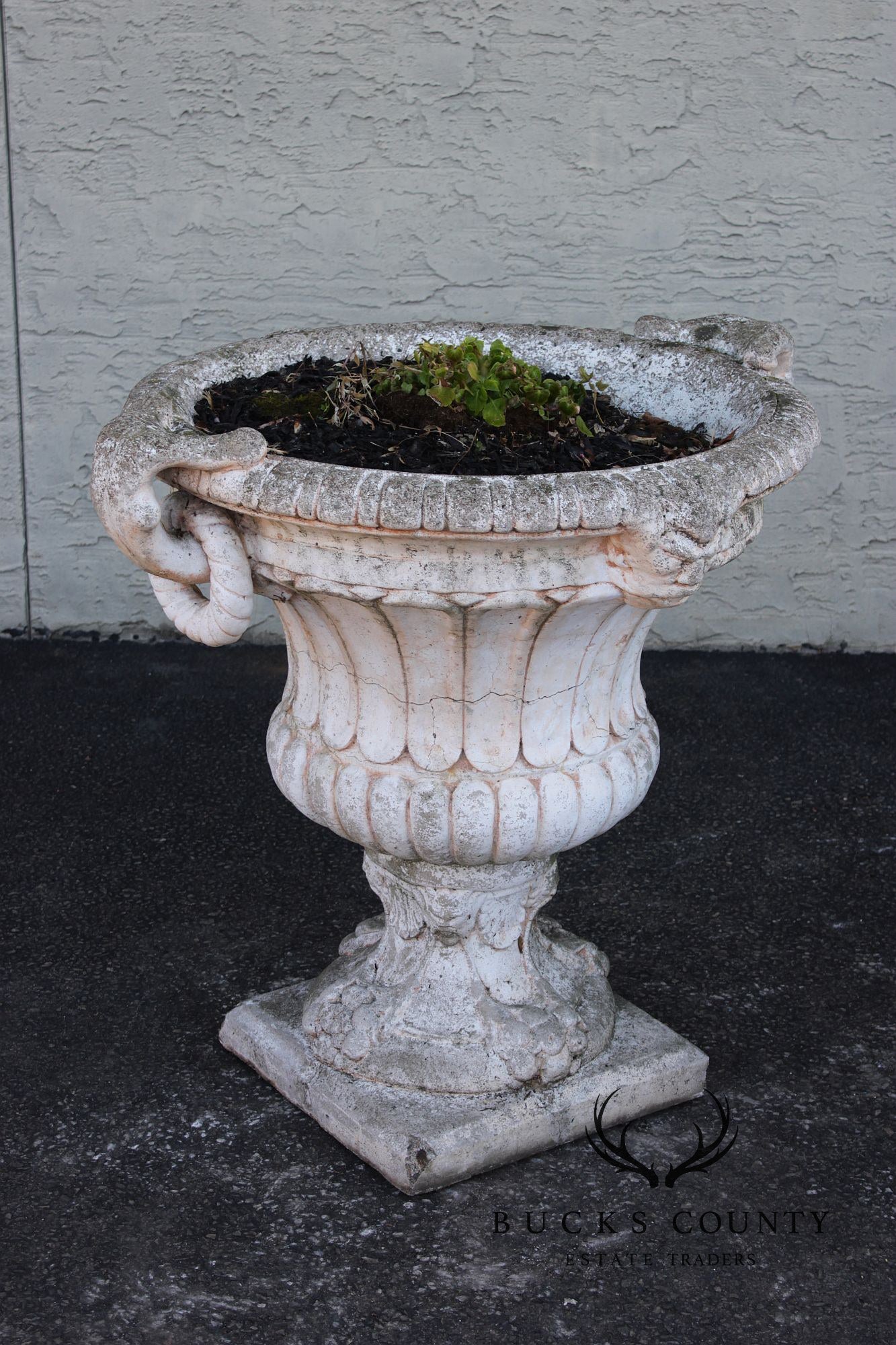 Classical Style Pair of Cast Stone Garden Urns