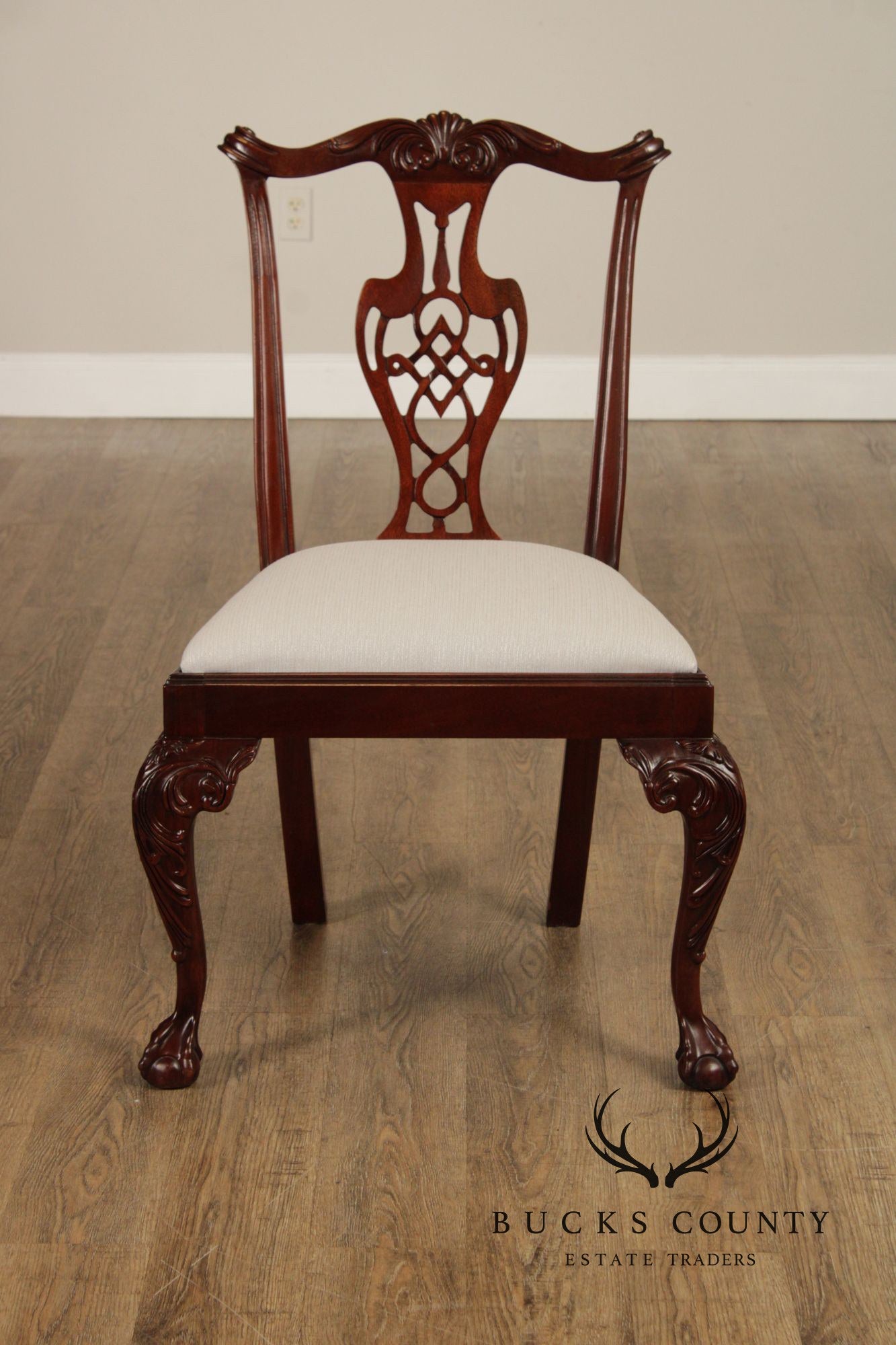 Chippendale Style Set of Eight Carved Mahogany Dining Chairs
