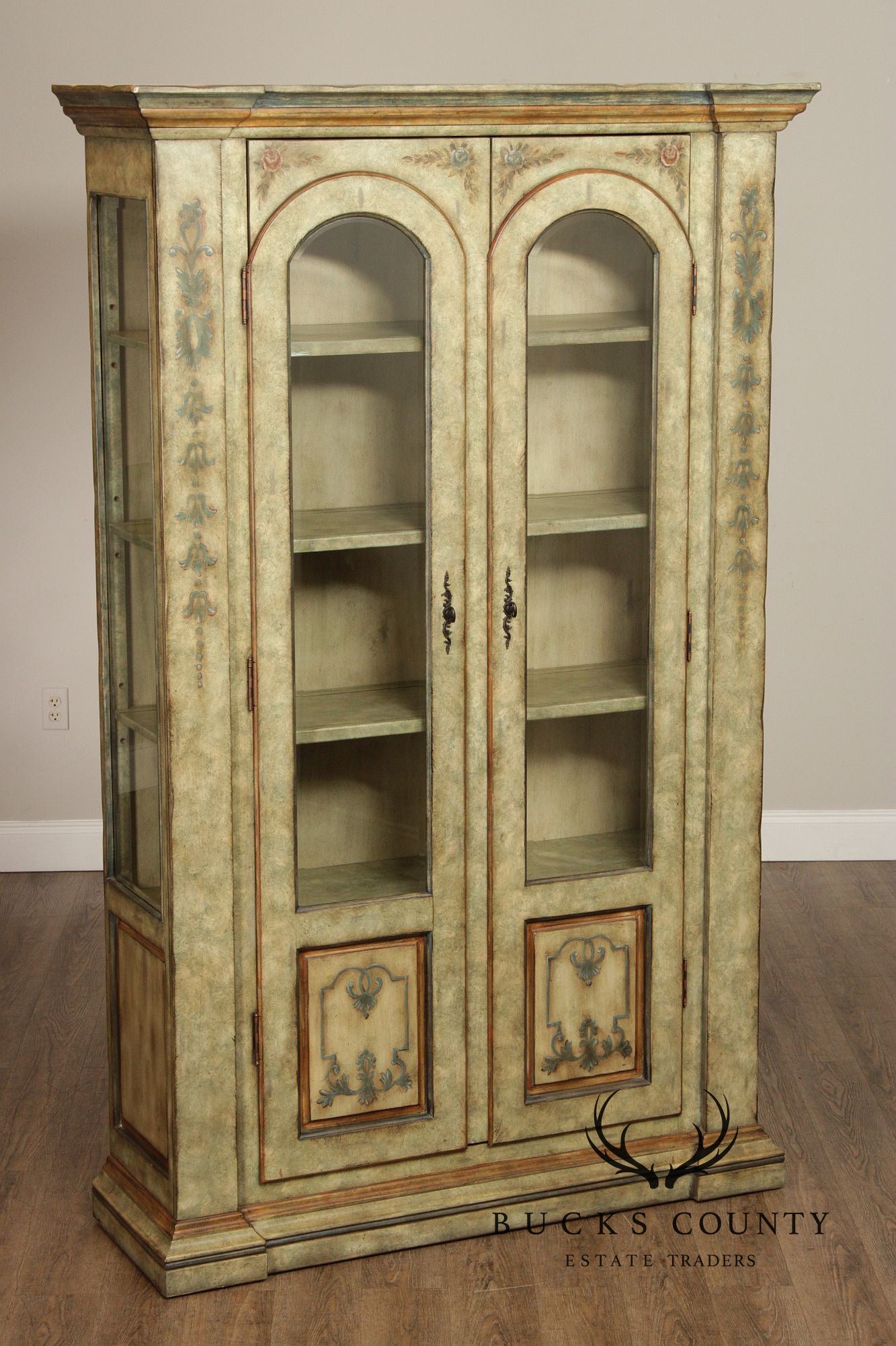Tuscan Style Painted Two-Door Bookcase China Cabinet