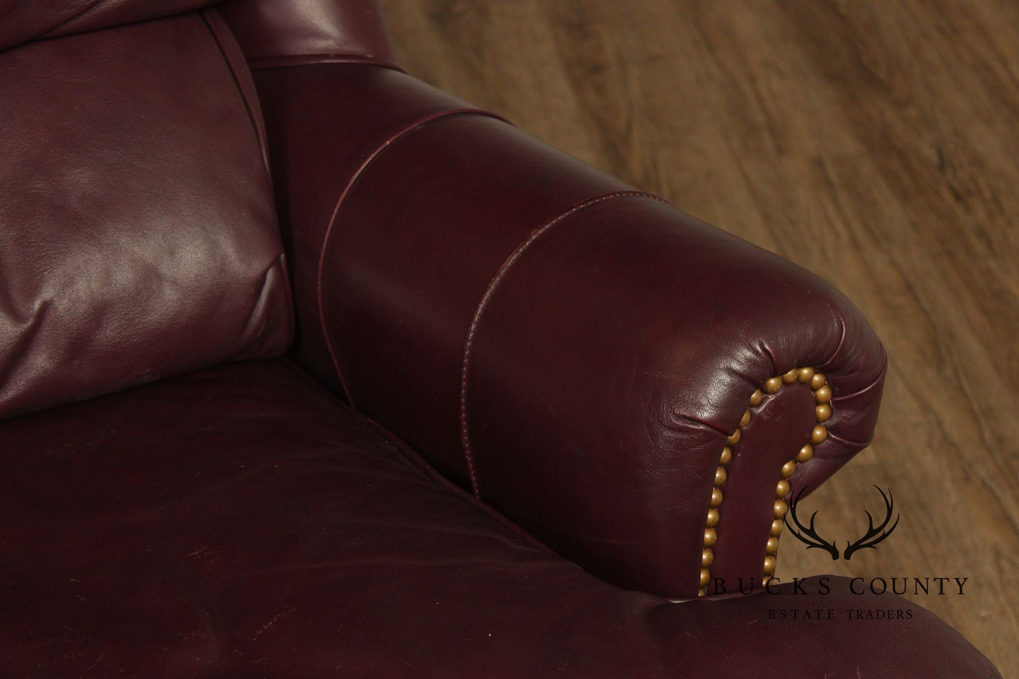 Hancock & Moore Burgundy Leather Nailhead Trim Sofa