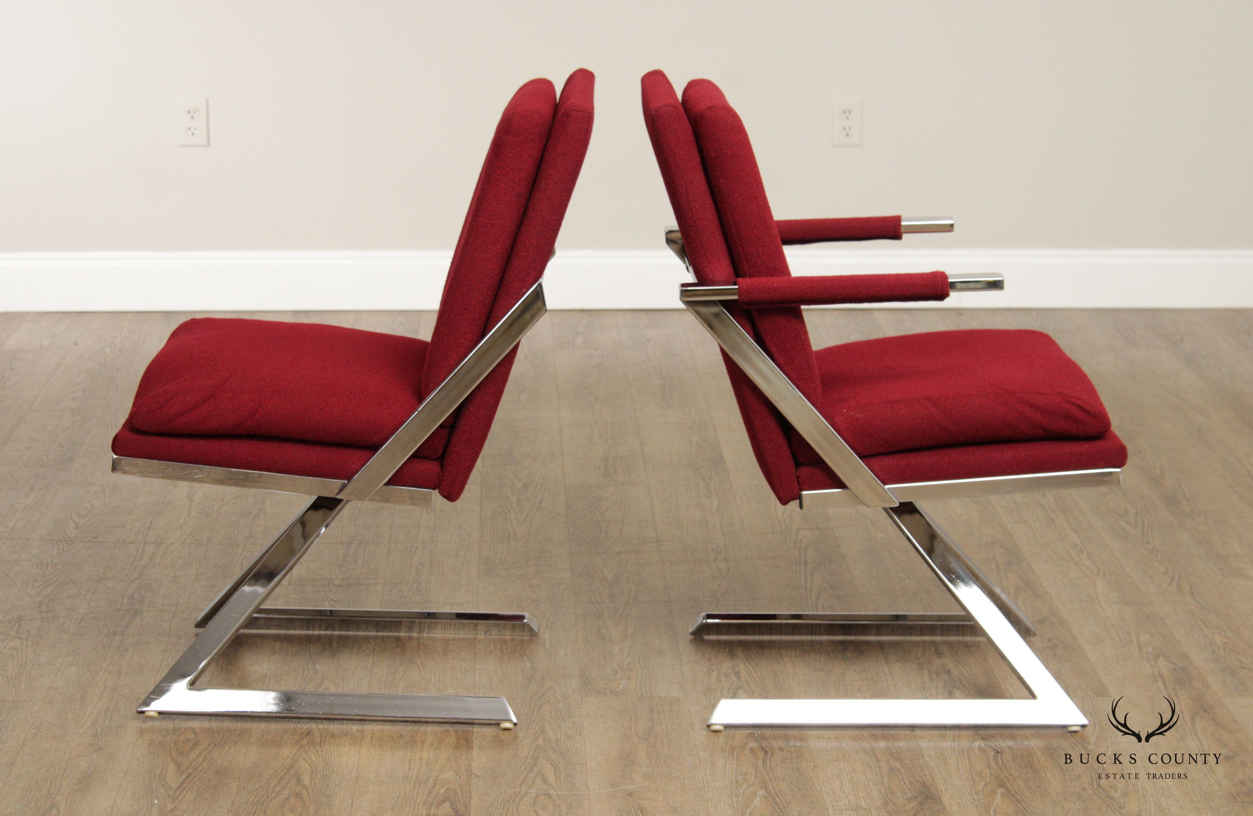Contempo Mid Century Modern Set of Six Z- Frame Swivel Dining Chairs