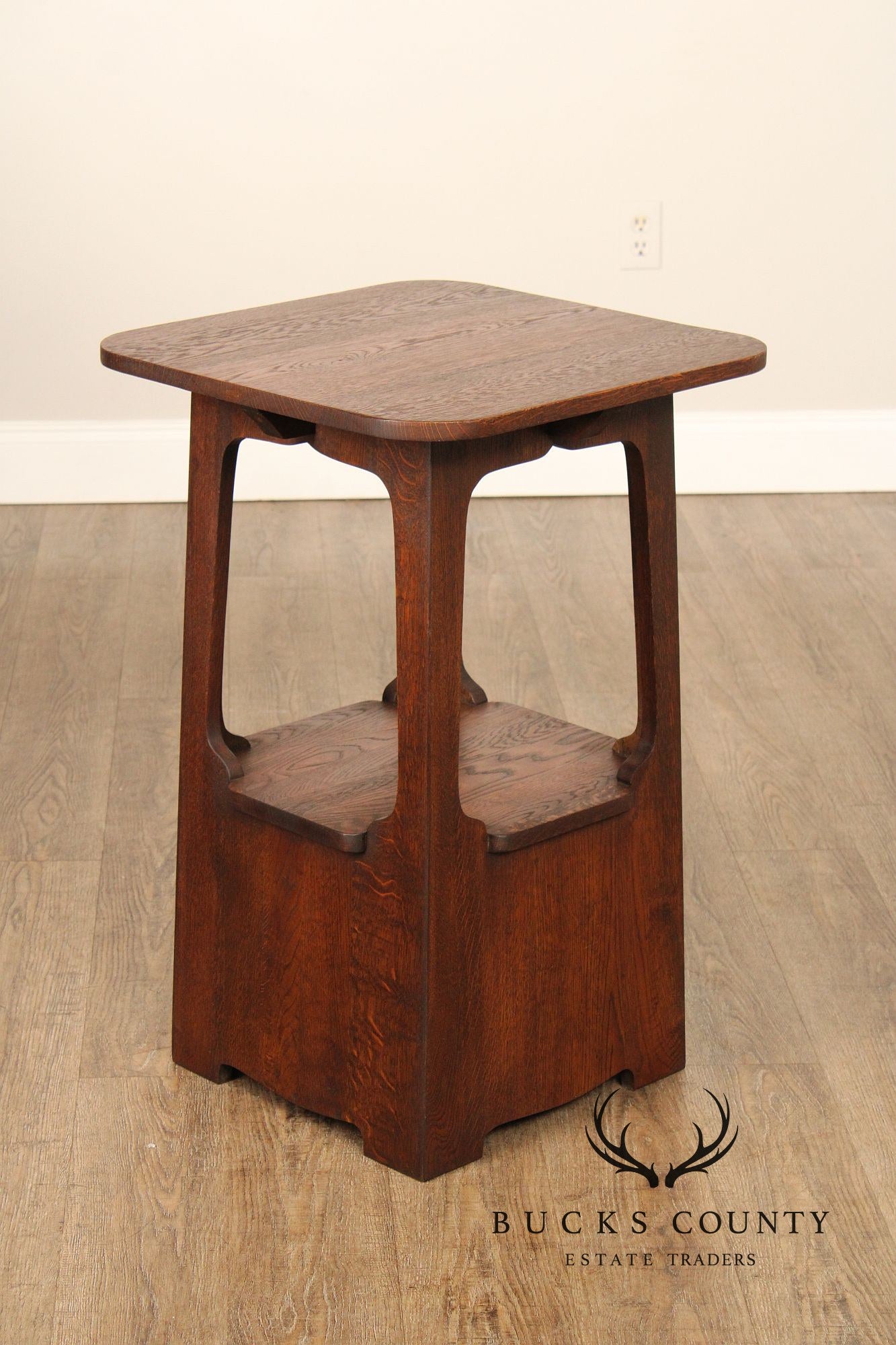 Antique Arts & Crafts Oak Pagoda Tabouret Table