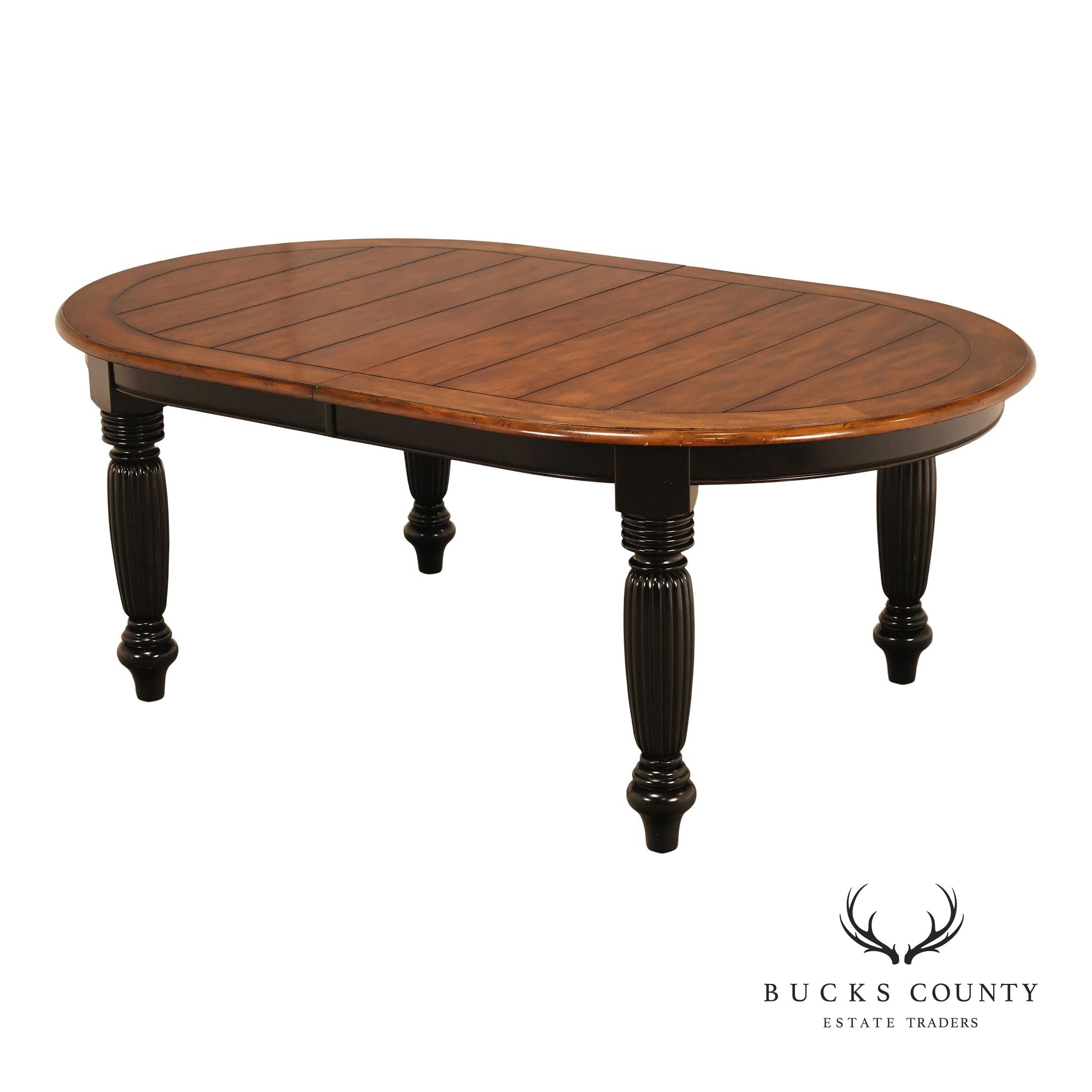 Oskar Huber Farmhouse Style Oval Extension Dining Table With 2 Leaves