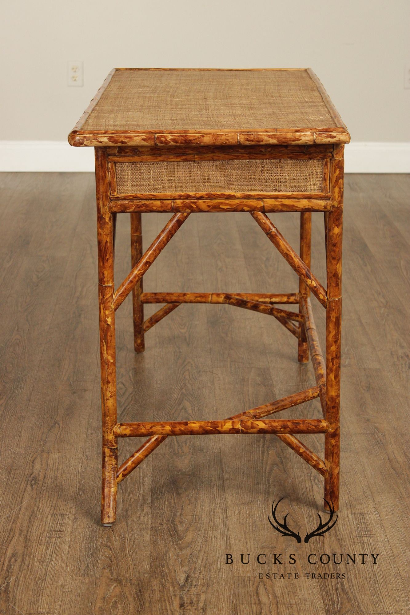 Vintage Bamboo And Rattan Writing Desk