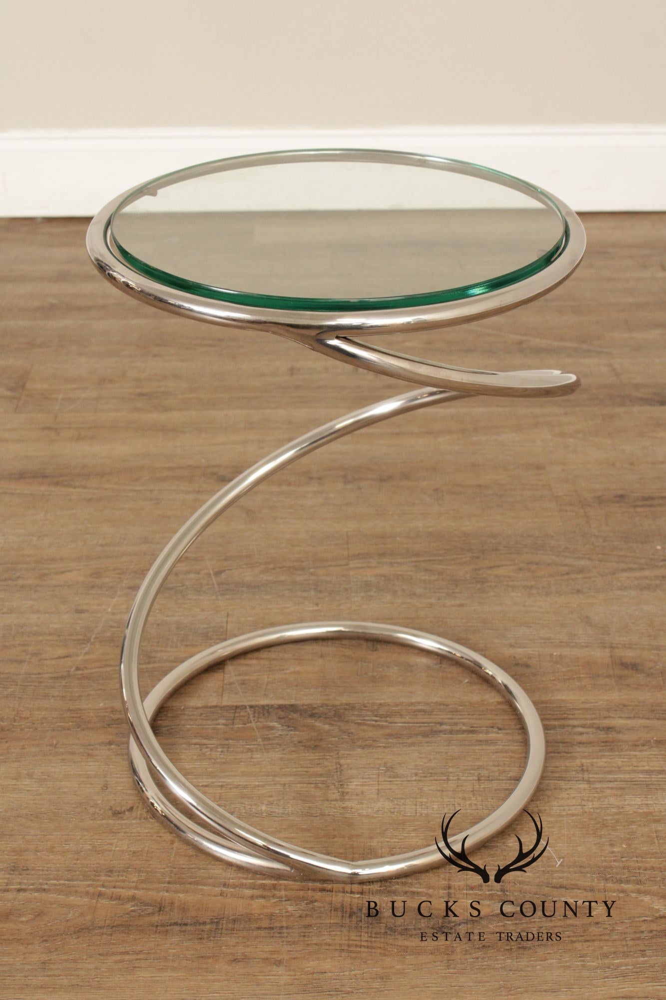 Pace Collection Modern Glass Top Spiral Side Table