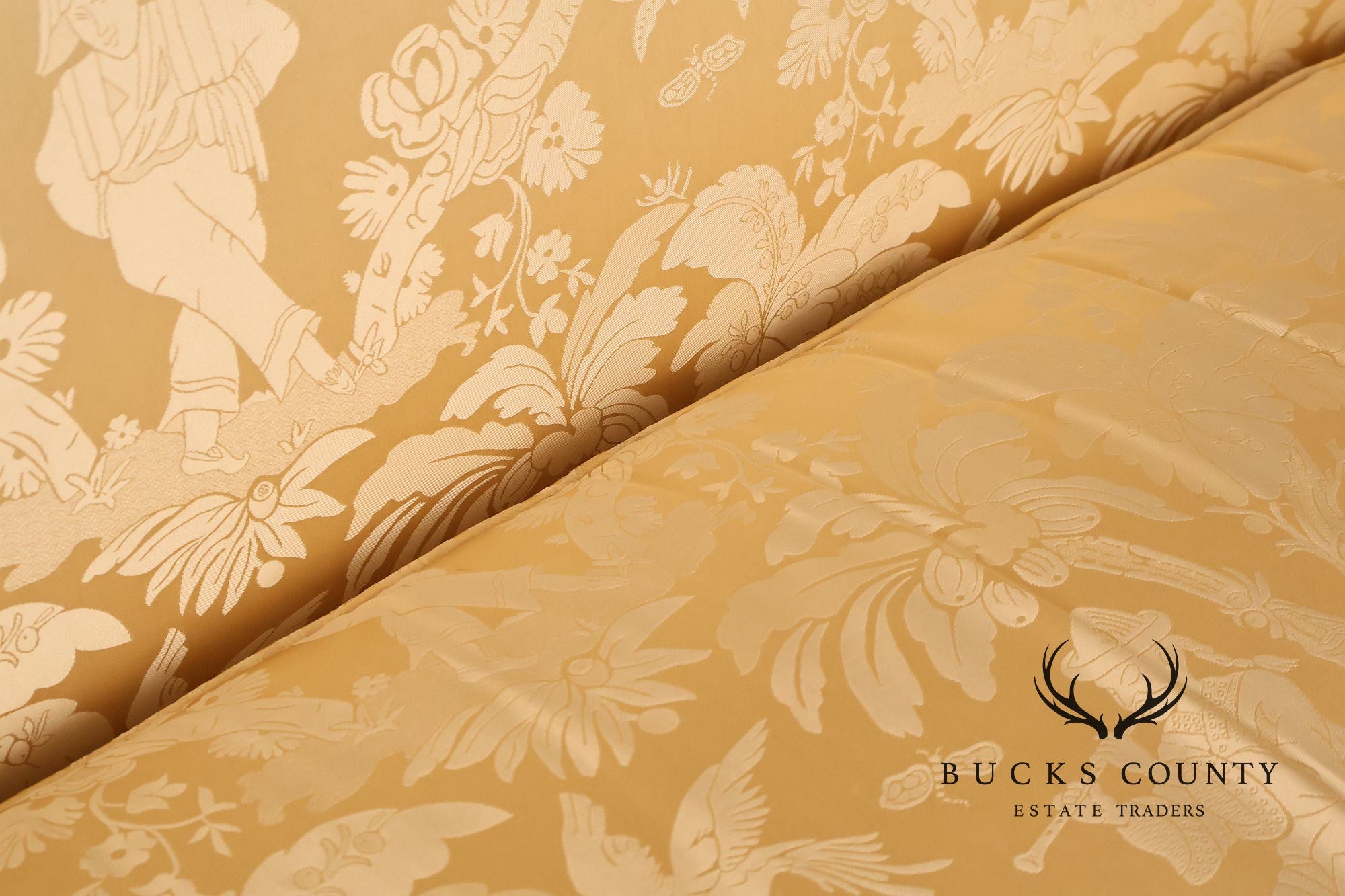 Southwood Federal Style Mahogany Frame Damask Upholstered Sofa