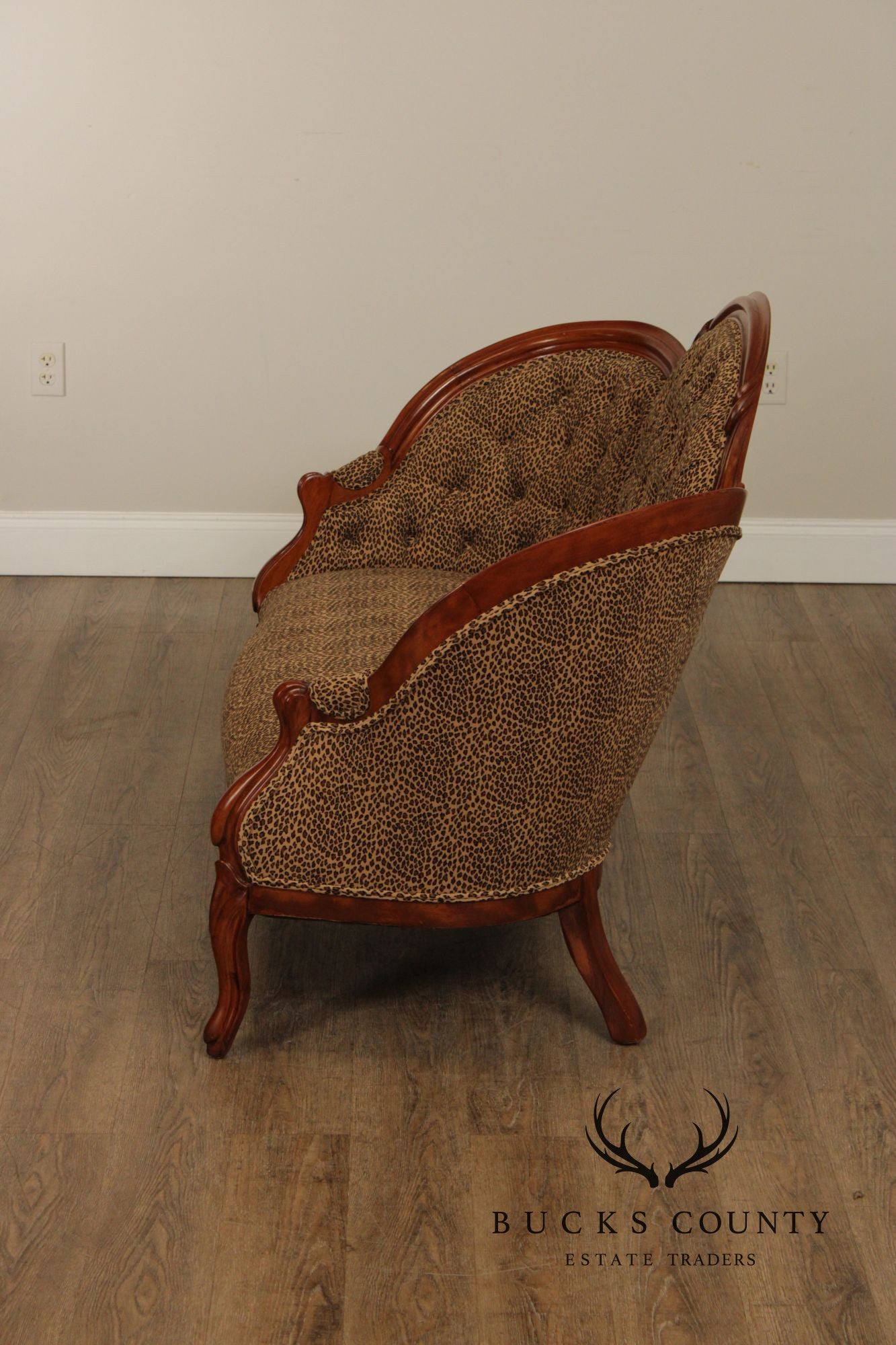 Antique Victorian Carved Walnut Frame Tufted Sofa