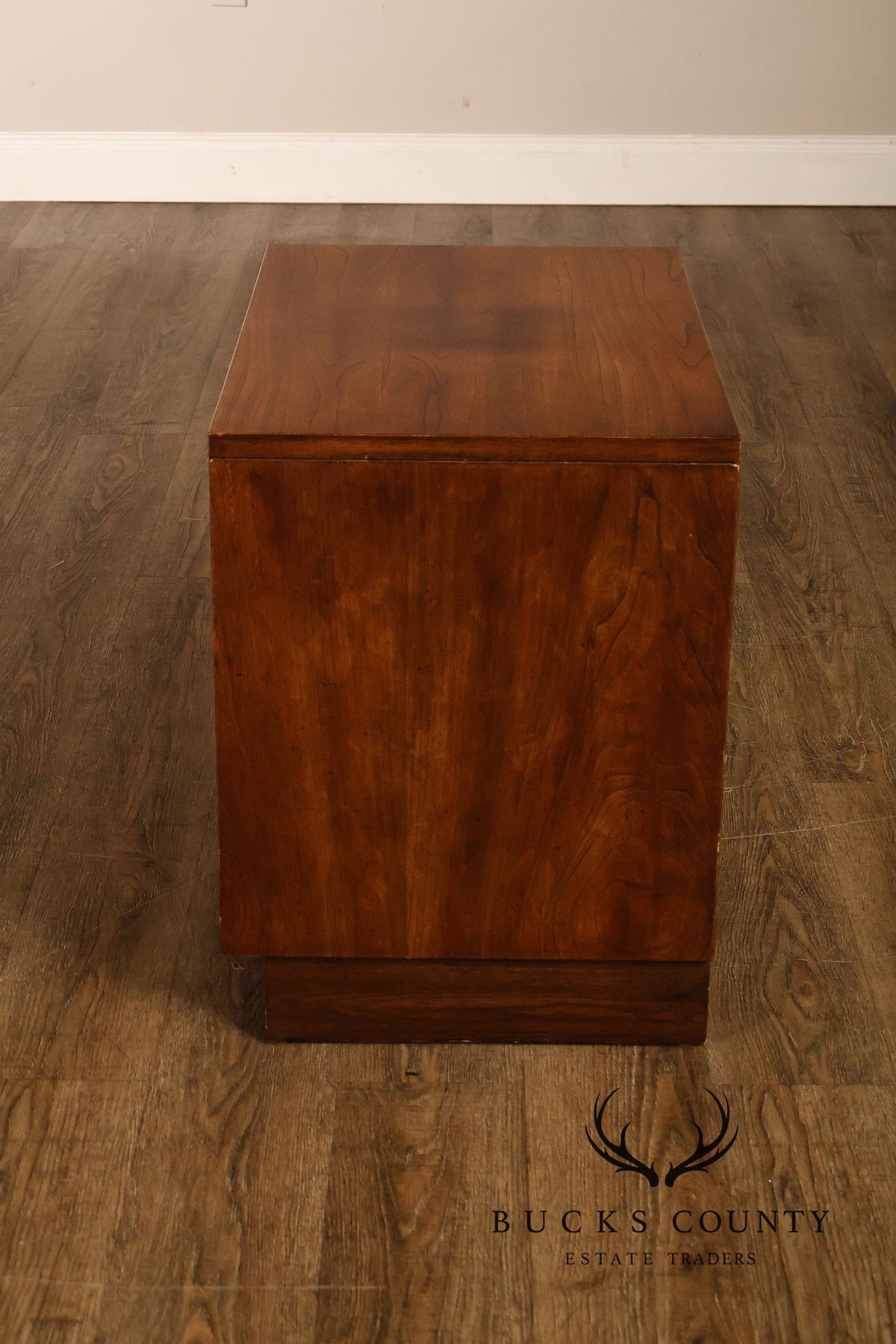Stanley Campaign Style Pair of Walnut Bedside Chests