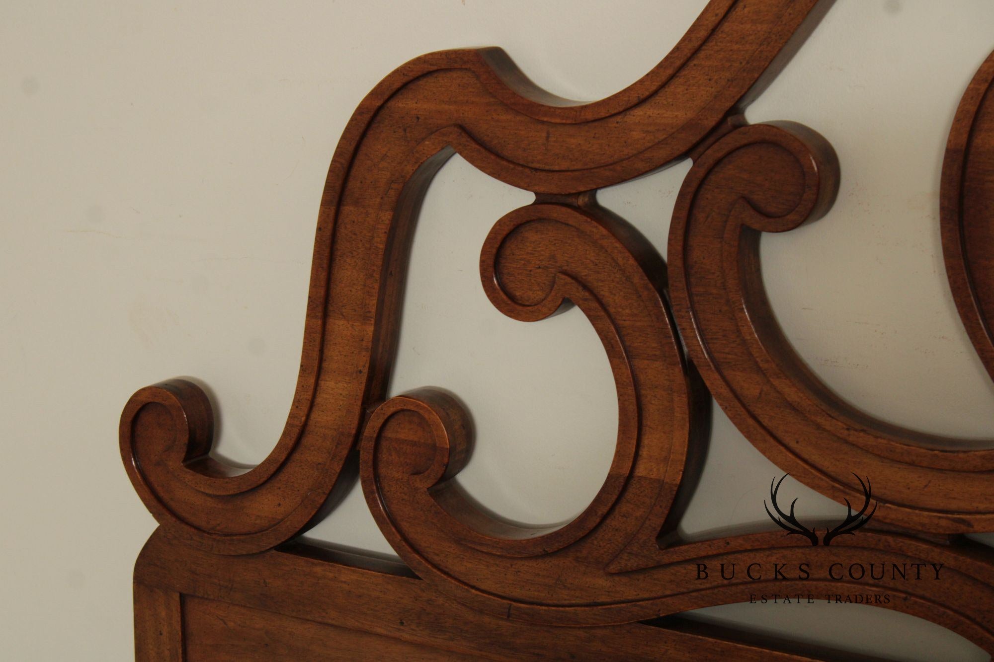 French Provincial Style Vintage Carved Walnut King Headboard