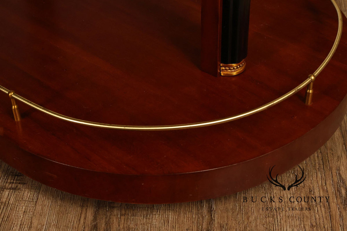 Neoclassical Style Mahogany And Ebonized Bar Cart With Greek Key Inlay And Brass Accents