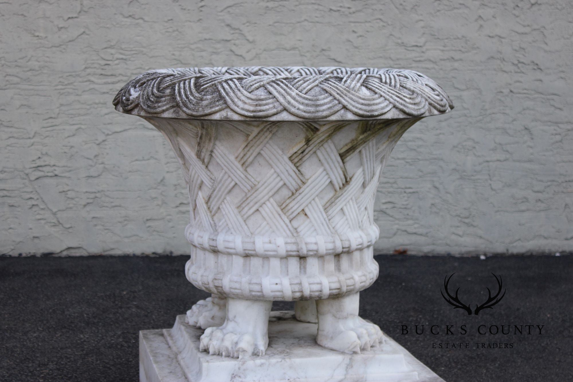 Georgian Style Large Vintage Carved Marble Garden Urn